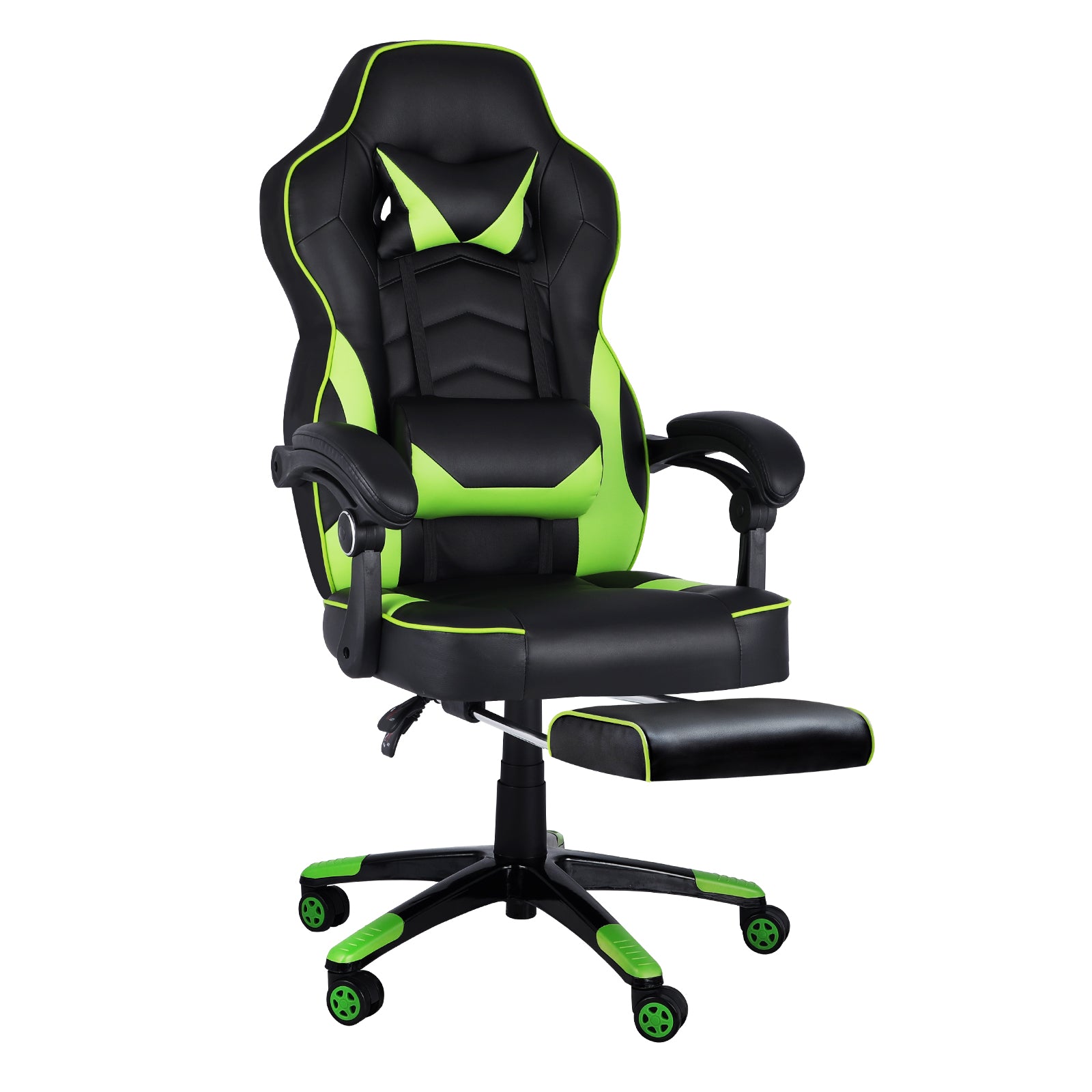 Oikiture Gaming Chair Office Chairs Executive Footrest Computer Seat PU Leather - Sunyee