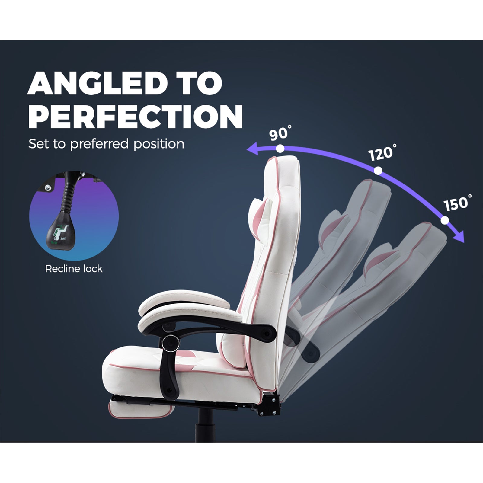 Oikiture Gaming Chair Office Chairs Executive Computer Seat Footrest PU Leather - Sunyee