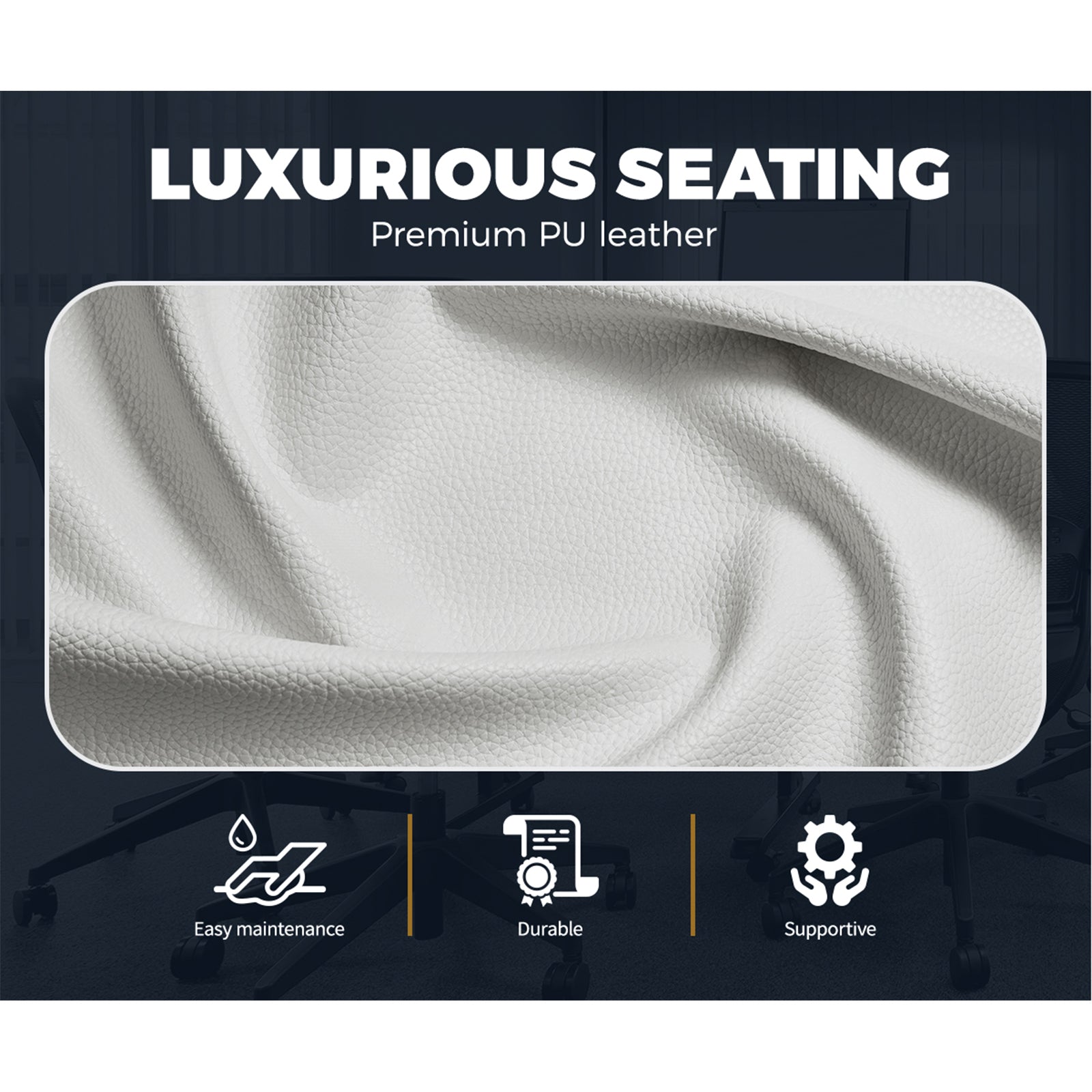 Oikiture Gaming Chair Office Chairs Executive Computer Seat Footrest PU Leather - Sunyee