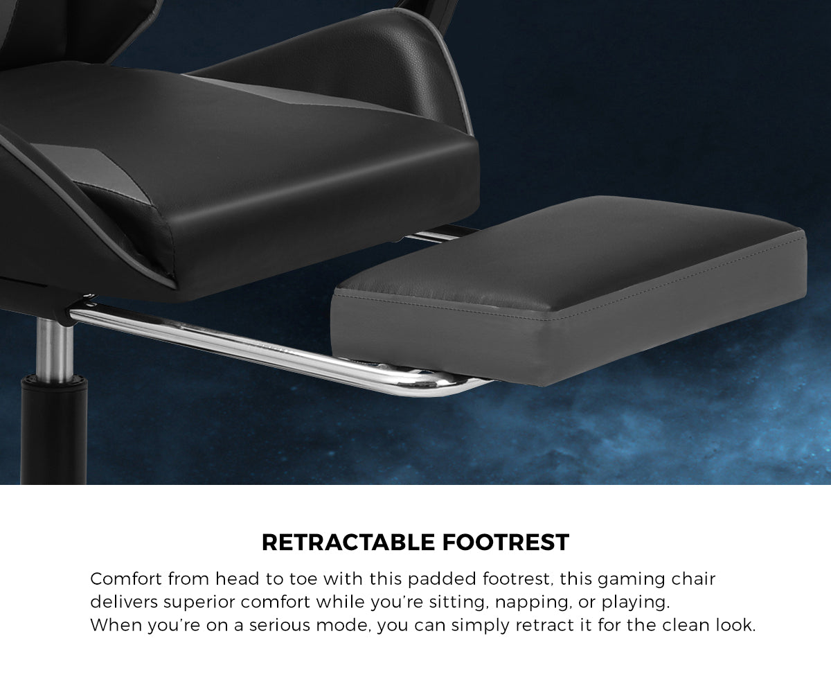 Oikiture Gaming Chair Massage Racing Recliner Office PU Leather with Footrest - Sunyee