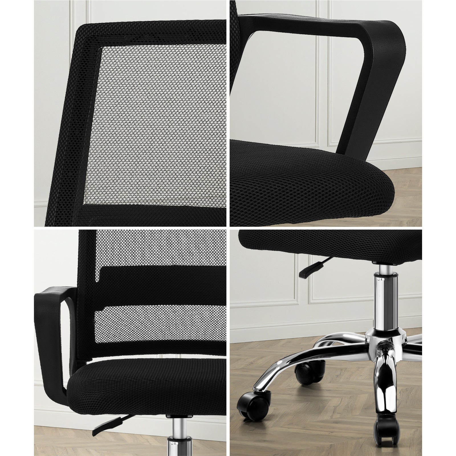 Oikiture Mesh Office Chair Executive Computer Seat Study Work Gaming Black - Sunyee