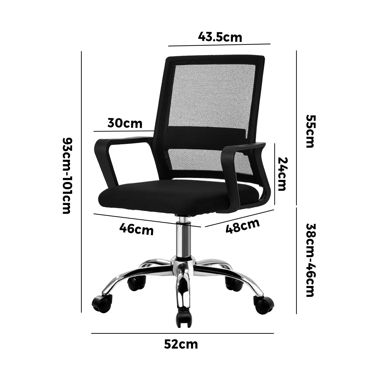 Oikiture Mesh Office Chair Executive Computer Seat Study Work Gaming Black - Sunyee