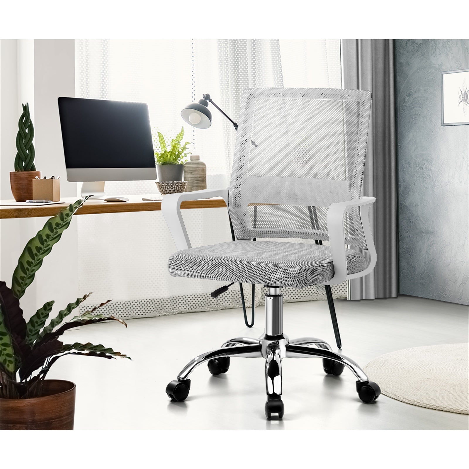Oikiture Mesh Office Chair Executive Computer Seat Study Work Gaming White - Sunyee