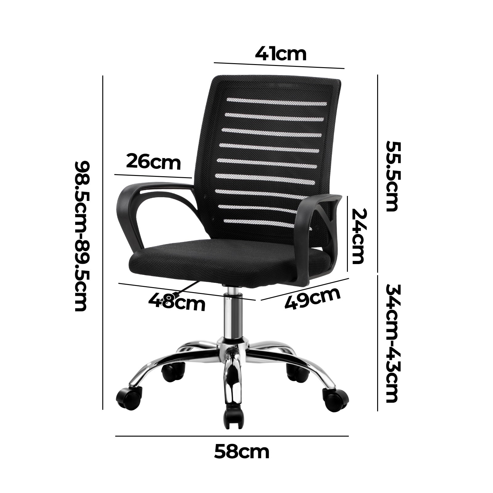 Oikiture Mesh Office Chair Executive Computer Seat Gaming Racing Work Black - Sunyee