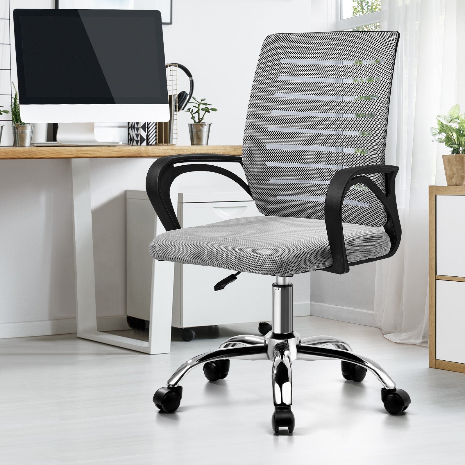 Oikiture Home Office Chair Executive Computer Mesh Seat Gaming Racing Work Grey - Sunyee