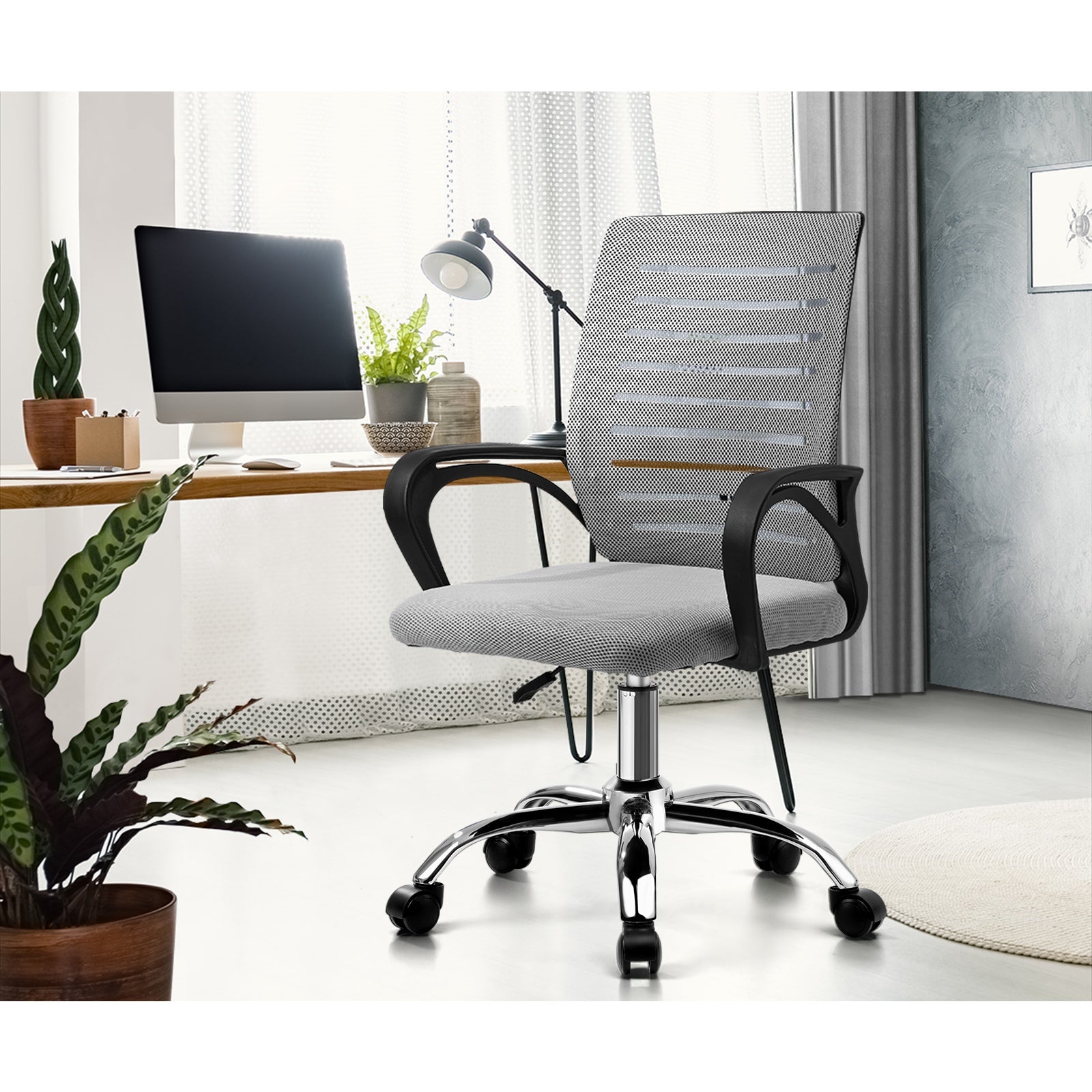 Oikiture Home Office Chair Executive Computer Mesh Seat Gaming Racing Work Grey - Sunyee