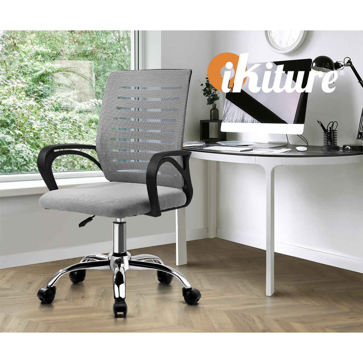 Oikiture Home Office Chair Executive Computer Mesh Seat Gaming Racing Work Grey - Sunyee
