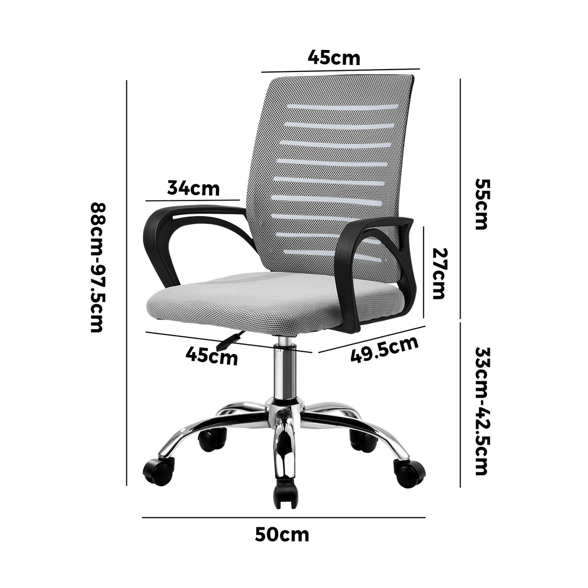 Oikiture Home Office Chair Executive Computer Mesh Seat Gaming Racing Work Grey - Sunyee