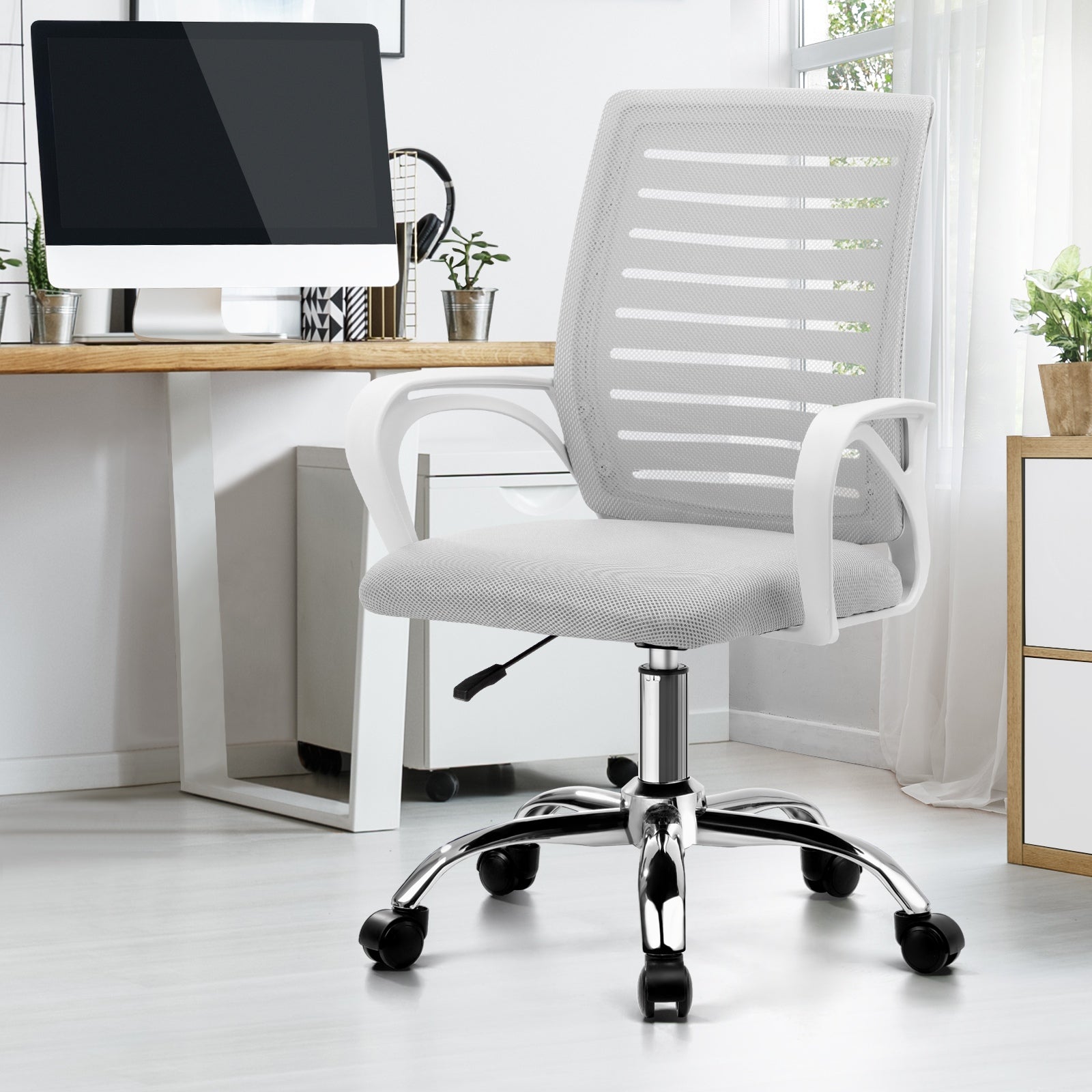 Oikiture Mesh Office Chair Executive Computer Seat Gaming Racing Work White - Sunyee