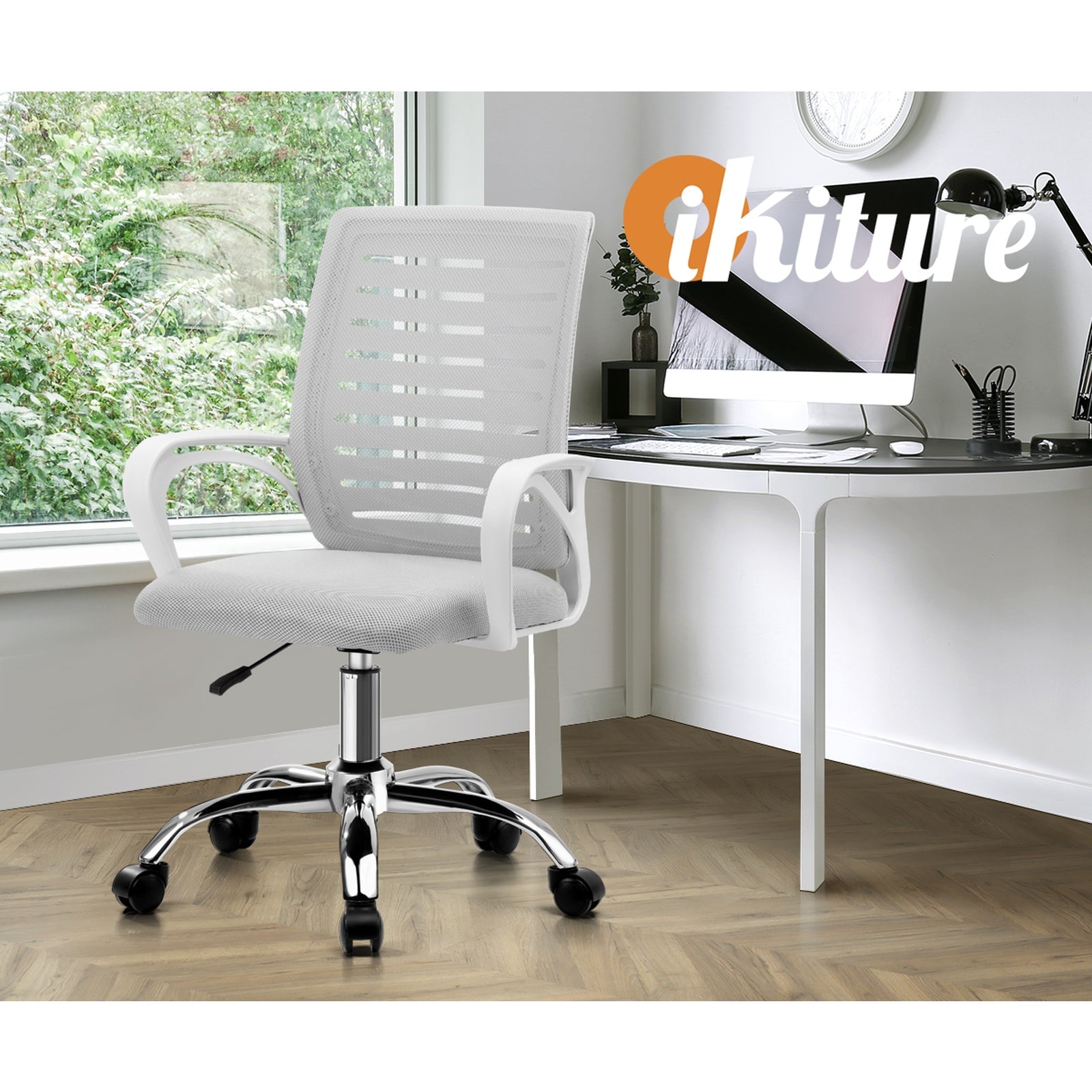 Oikiture Mesh Office Chair Executive Computer Seat Gaming Racing Work White - Sunyee