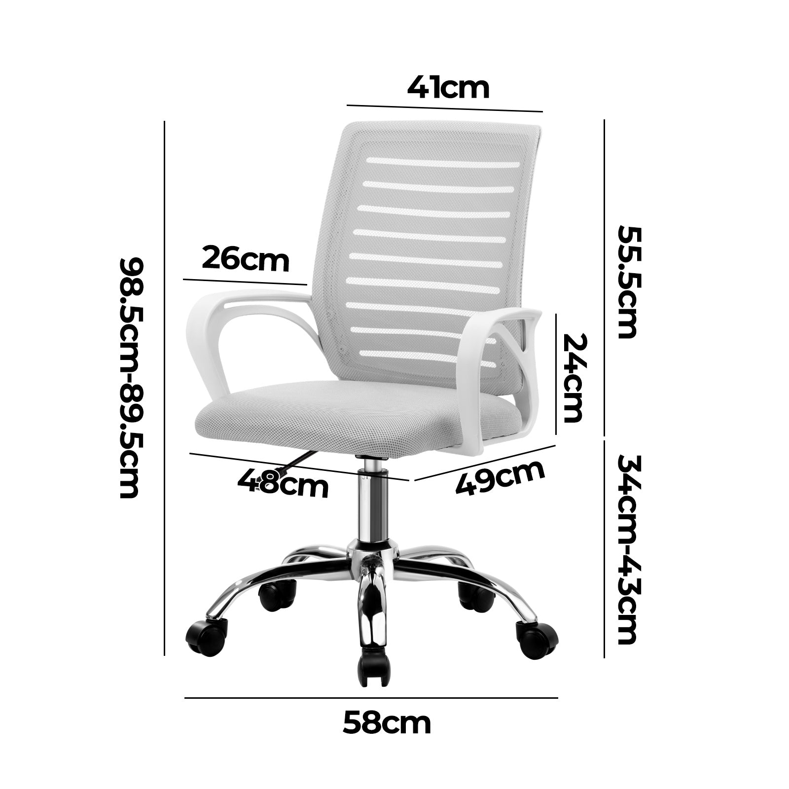 Oikiture Mesh Office Chair Executive Computer Seat Gaming Racing Work White - Sunyee