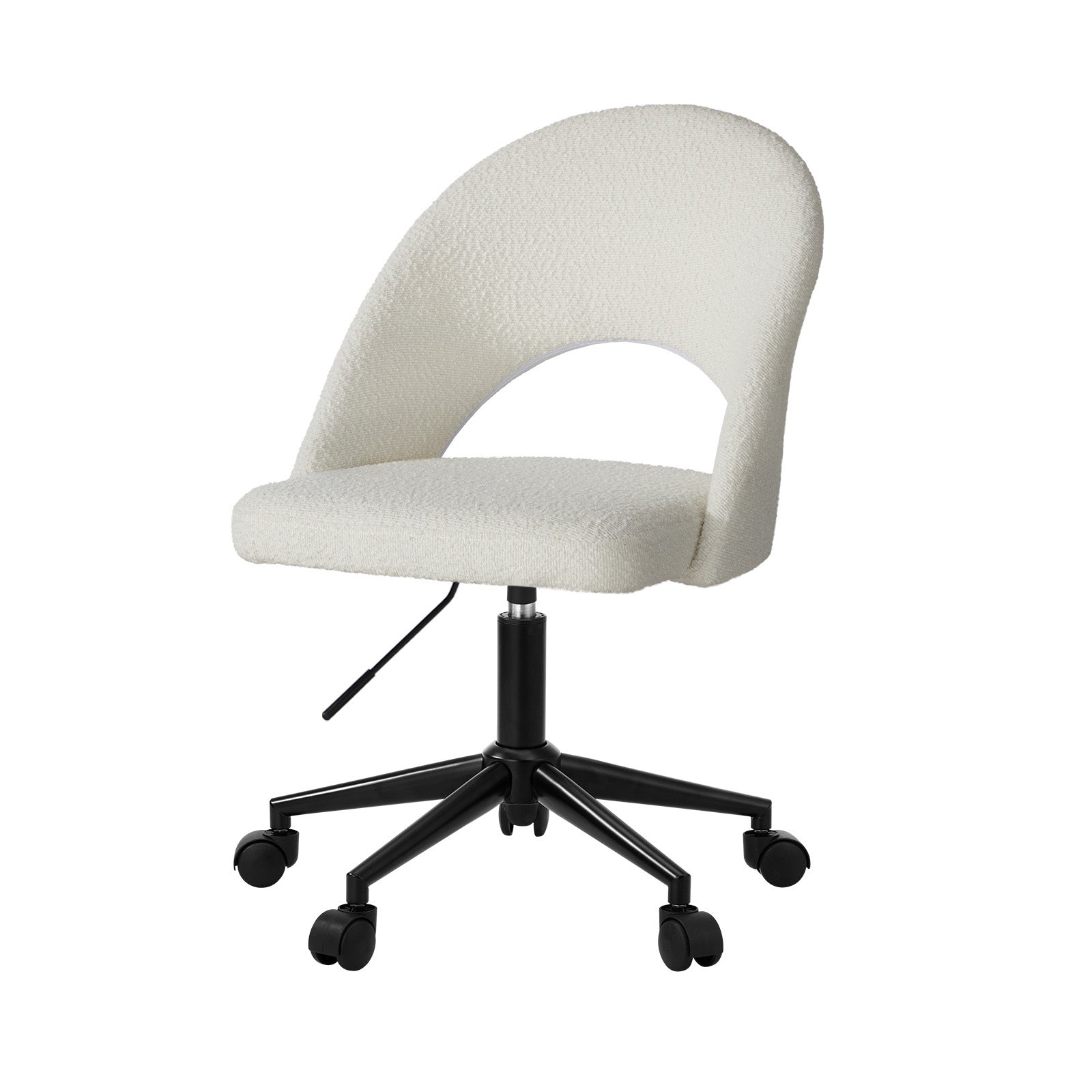 Oikiture High Back Hollow Armless Home Office Chair Boucle White&Black - Sunyee