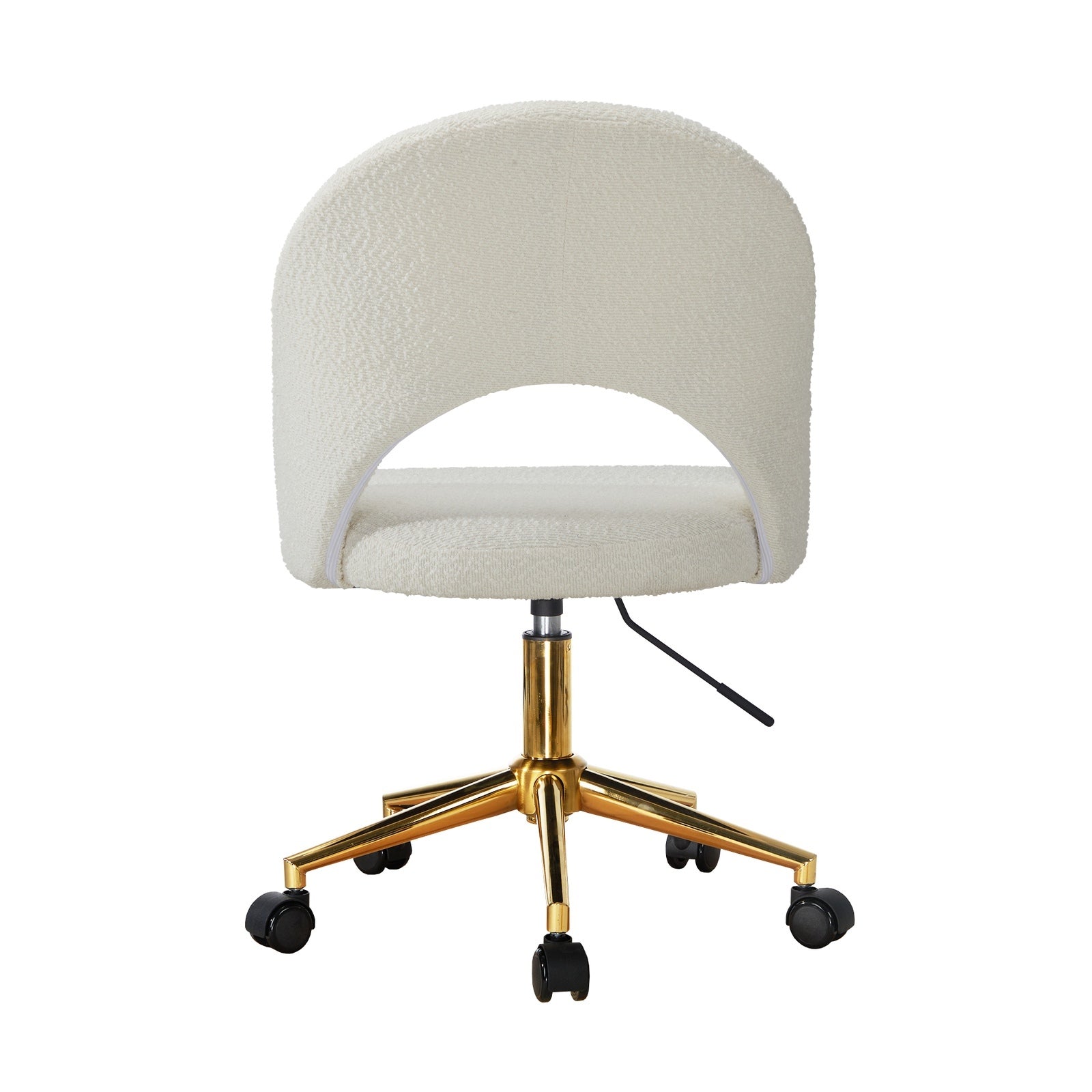 Oikiture High Back Hollow Armless Home Office Chair Boucle White&Gold - Sunyee