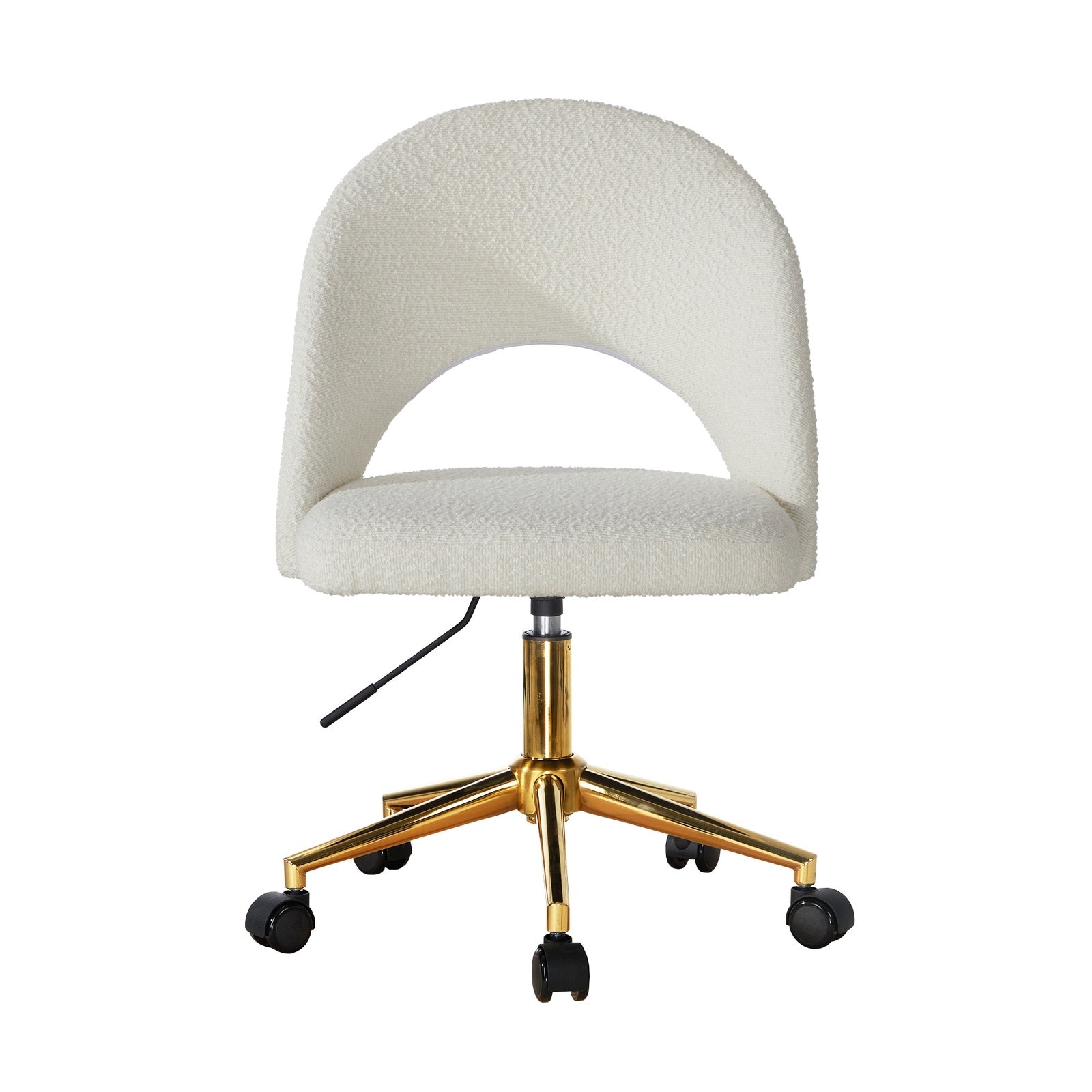 Oikiture High Back Hollow Armless Home Office Chair Boucle White&Gold - Sunyee