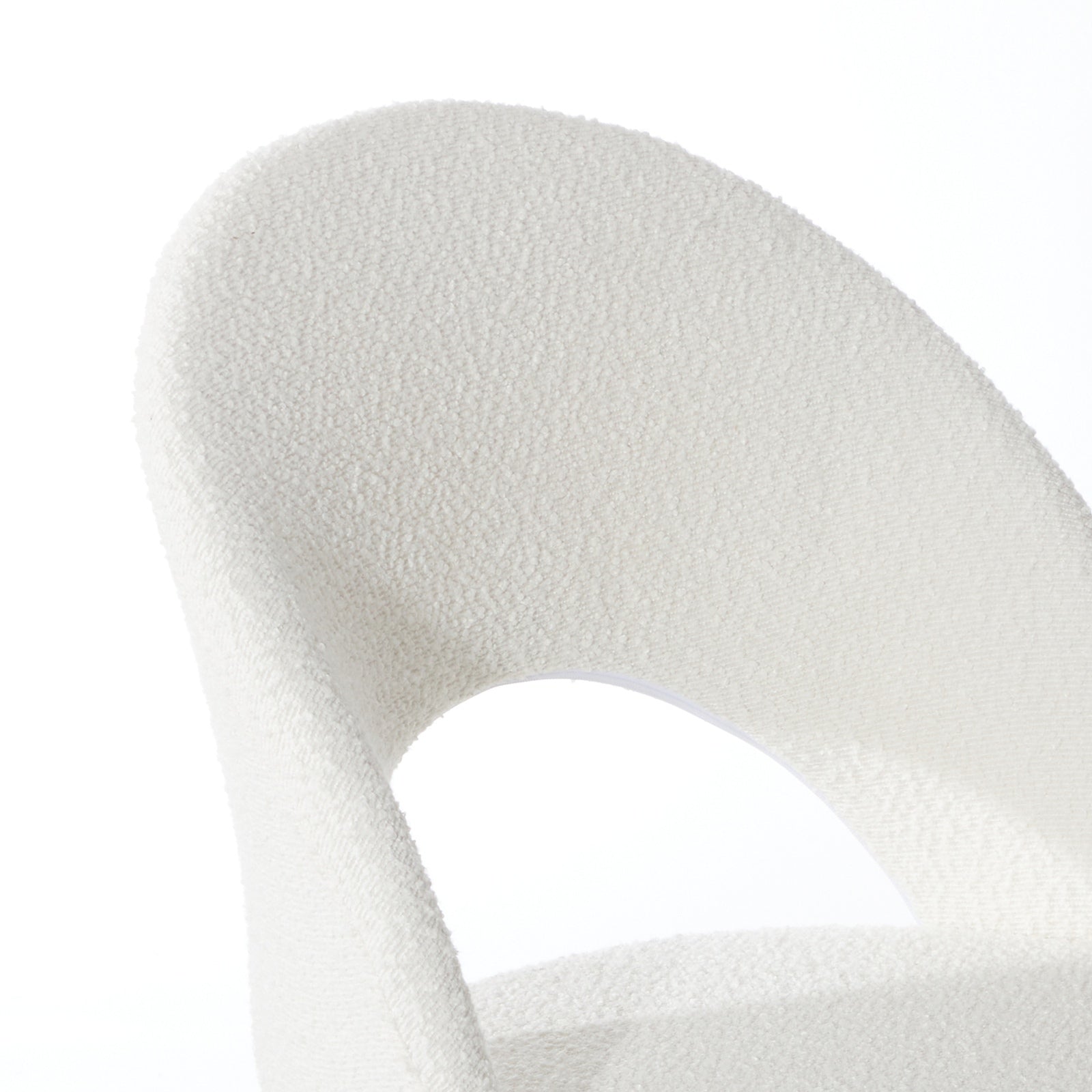 Oikiture High Back Hollow Armless Home Office Chair Boucle White&Gold - Sunyee