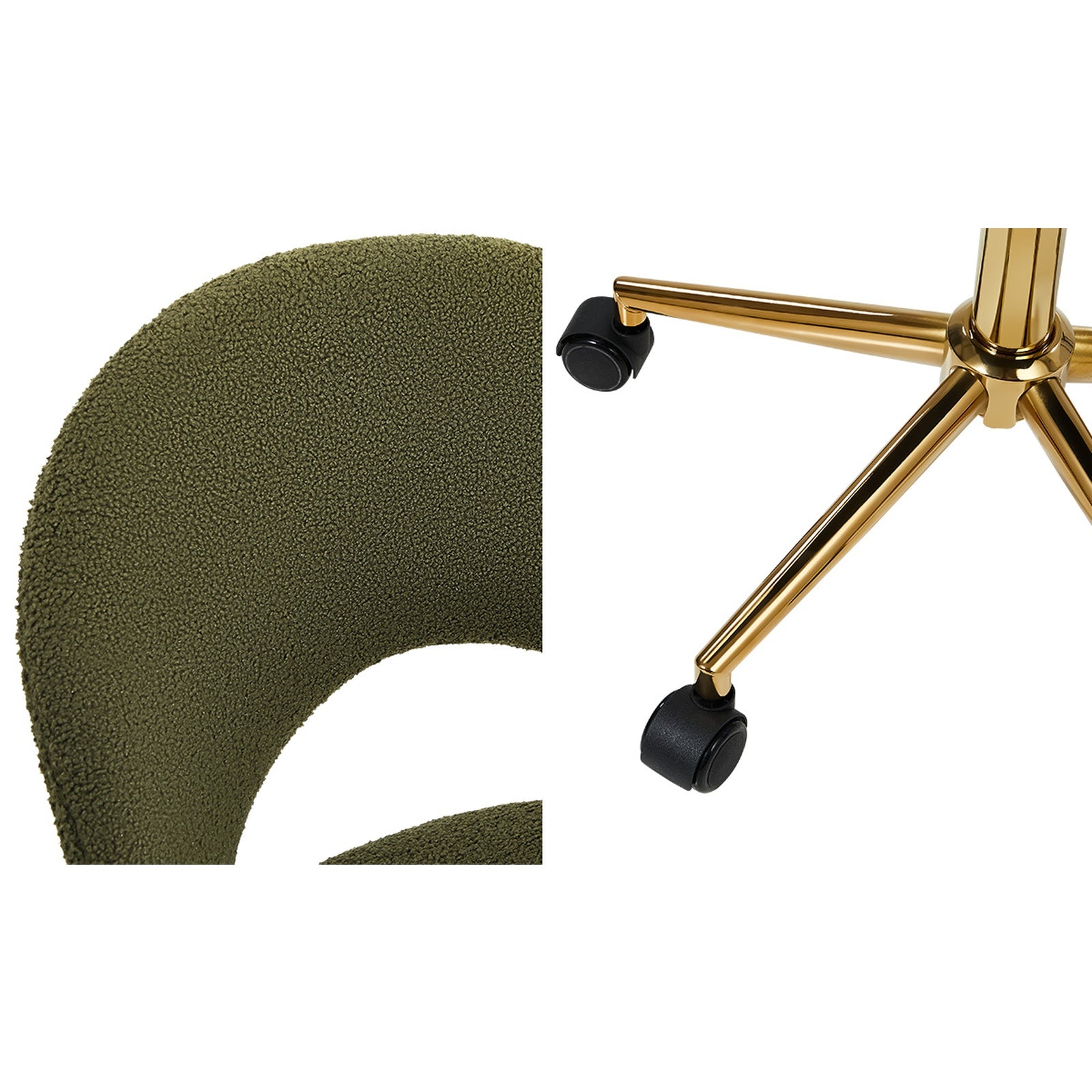 Oikiture High Back Hollow Armless Home Office Chair Boucle Green&Gold - Sunyee