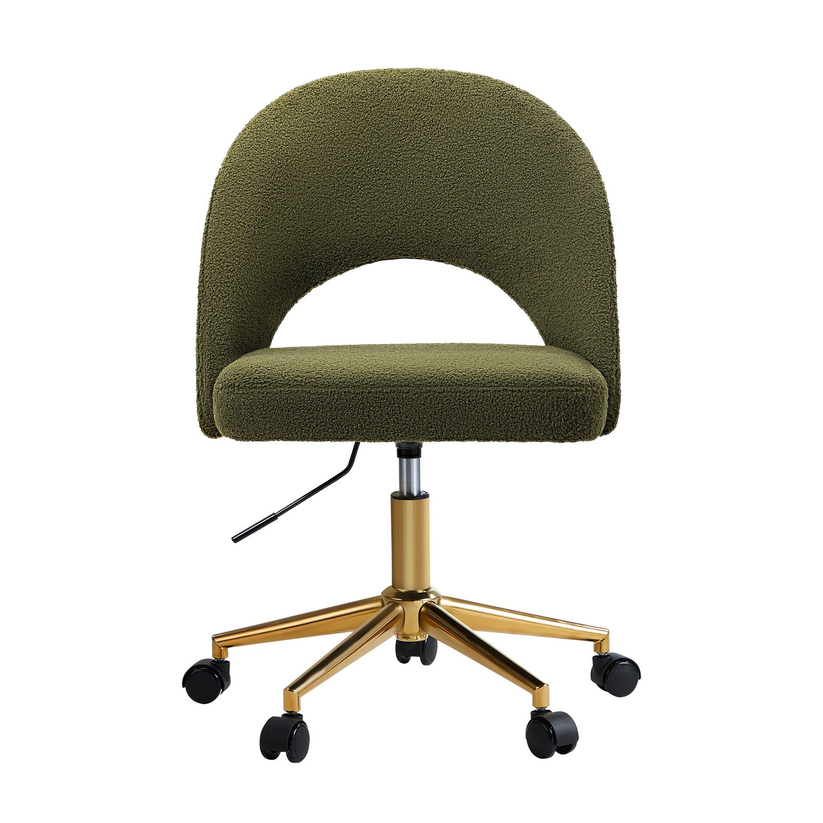 Oikiture High Back Hollow Armless Home Office Chair Boucle Green&Gold - Sunyee