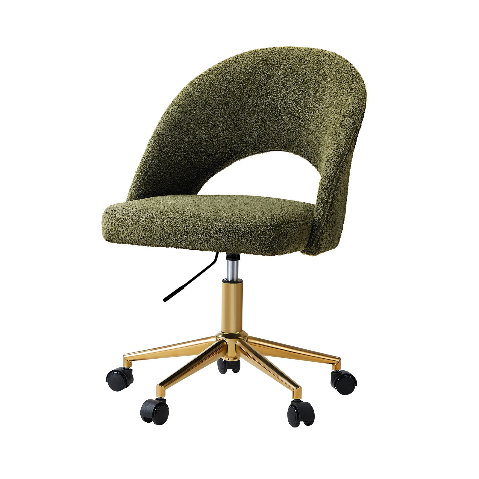 Oikiture High Back Hollow Armless Home Office Chair Boucle Green&Gold - Sunyee
