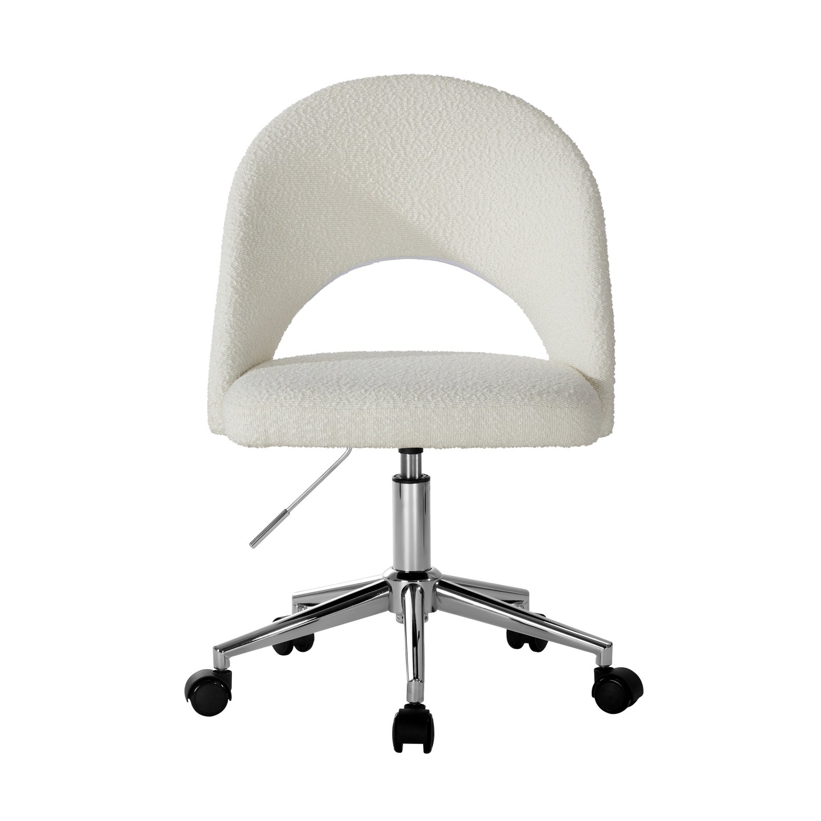 Oikiture High Back Hollow Armless Home Office Chair Boucle White&Silver - Sunyee
