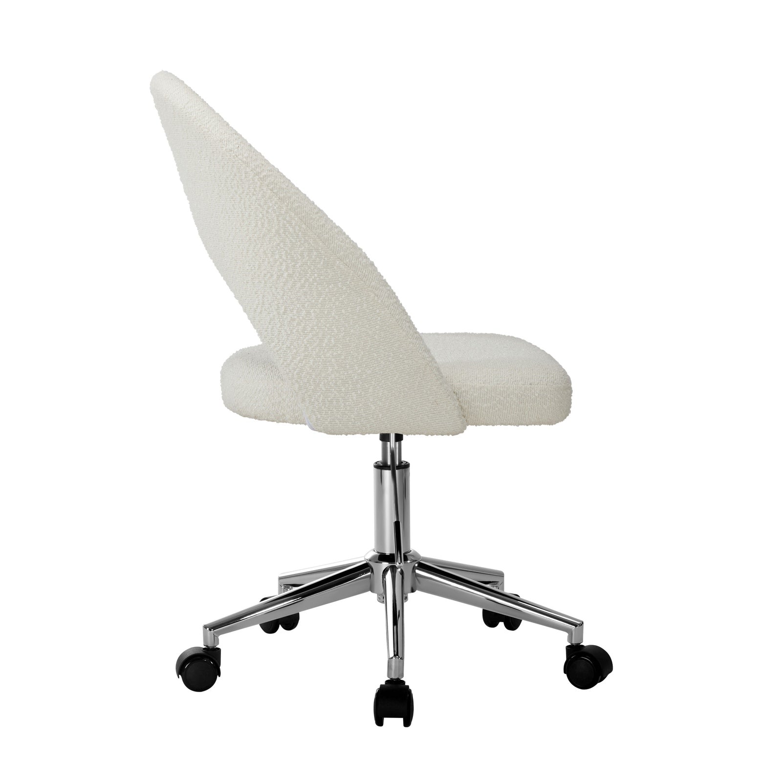 Oikiture High Back Hollow Armless Home Office Chair Boucle White&Silver - Sunyee