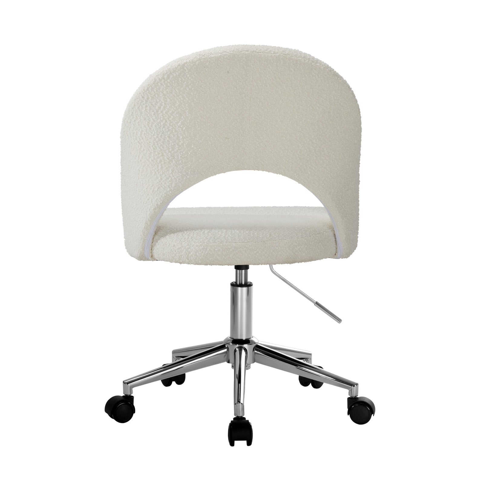 Oikiture High Back Hollow Armless Home Office Chair Boucle White&Silver - Sunyee
