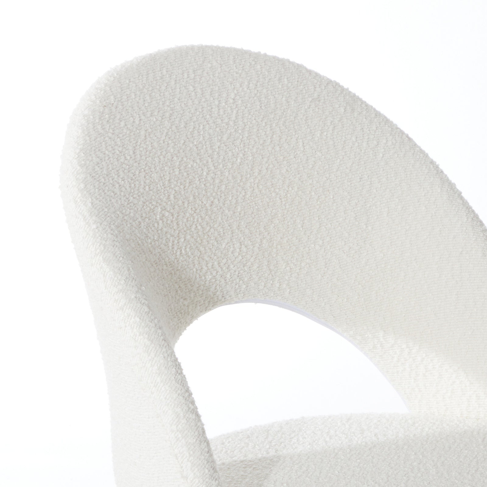 Oikiture High Back Hollow Armless Home Office Chair Boucle White&Silver - Sunyee