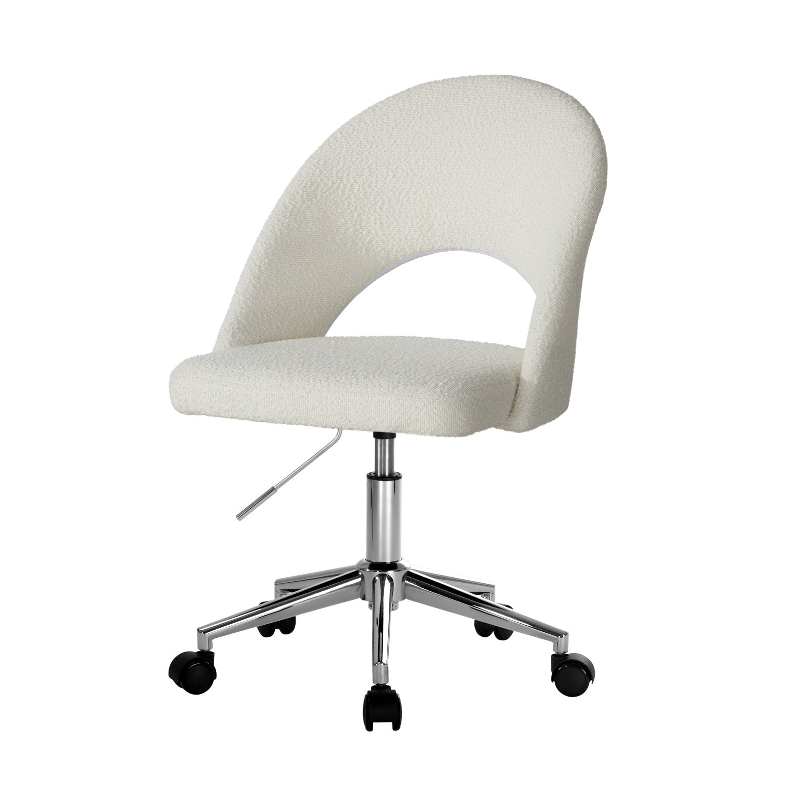 Oikiture High Back Hollow Armless Home Office Chair Boucle White&Silver - Sunyee