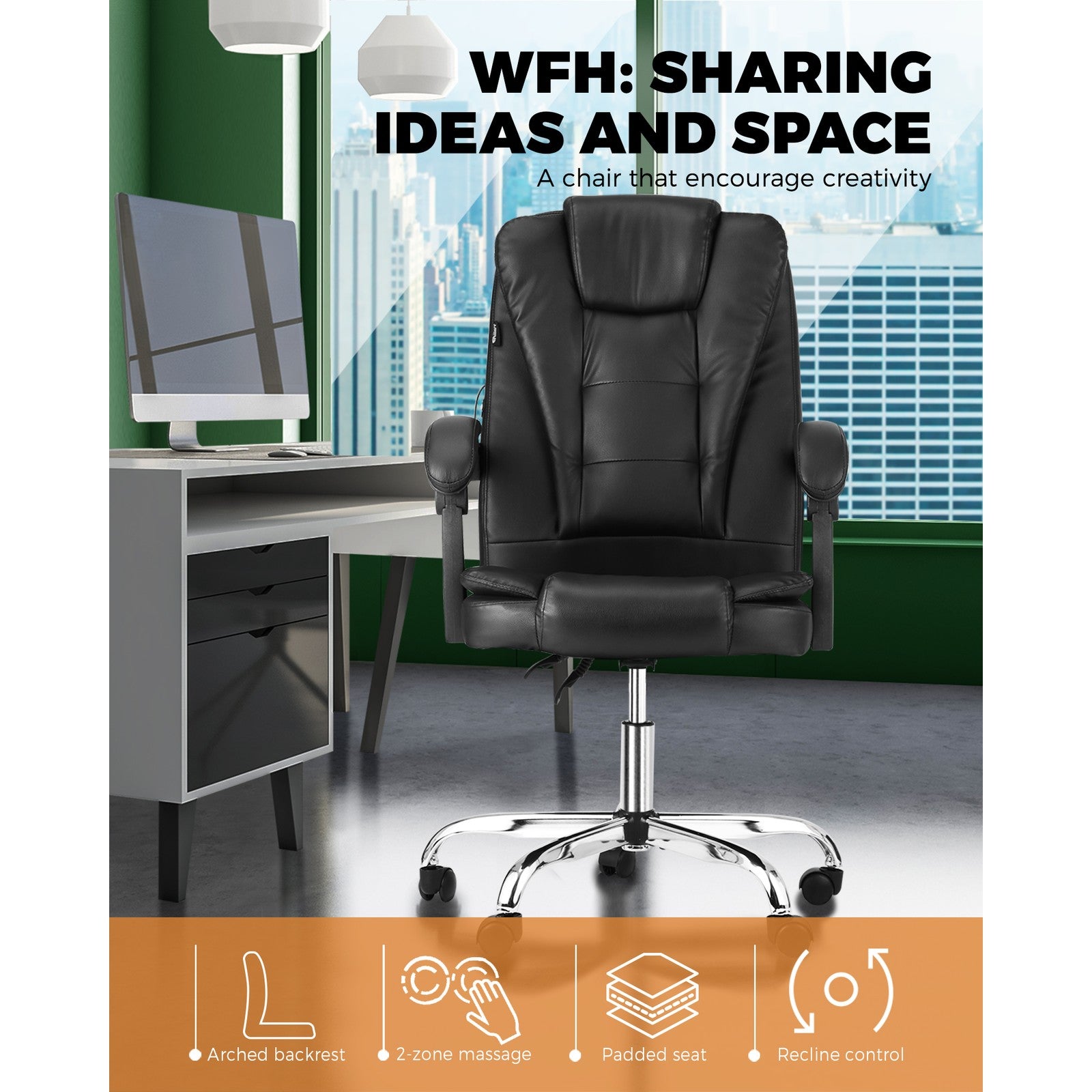 Oikiture Massage Office Chair Executive Gaming Racing Chairs Recliner Seat PU - Sunyee