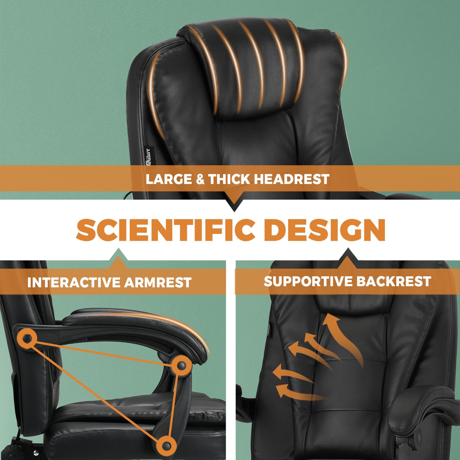 Oikiture Massage Office Chair Executive Gaming Racing Chairs Recliner Seat PU - Sunyee