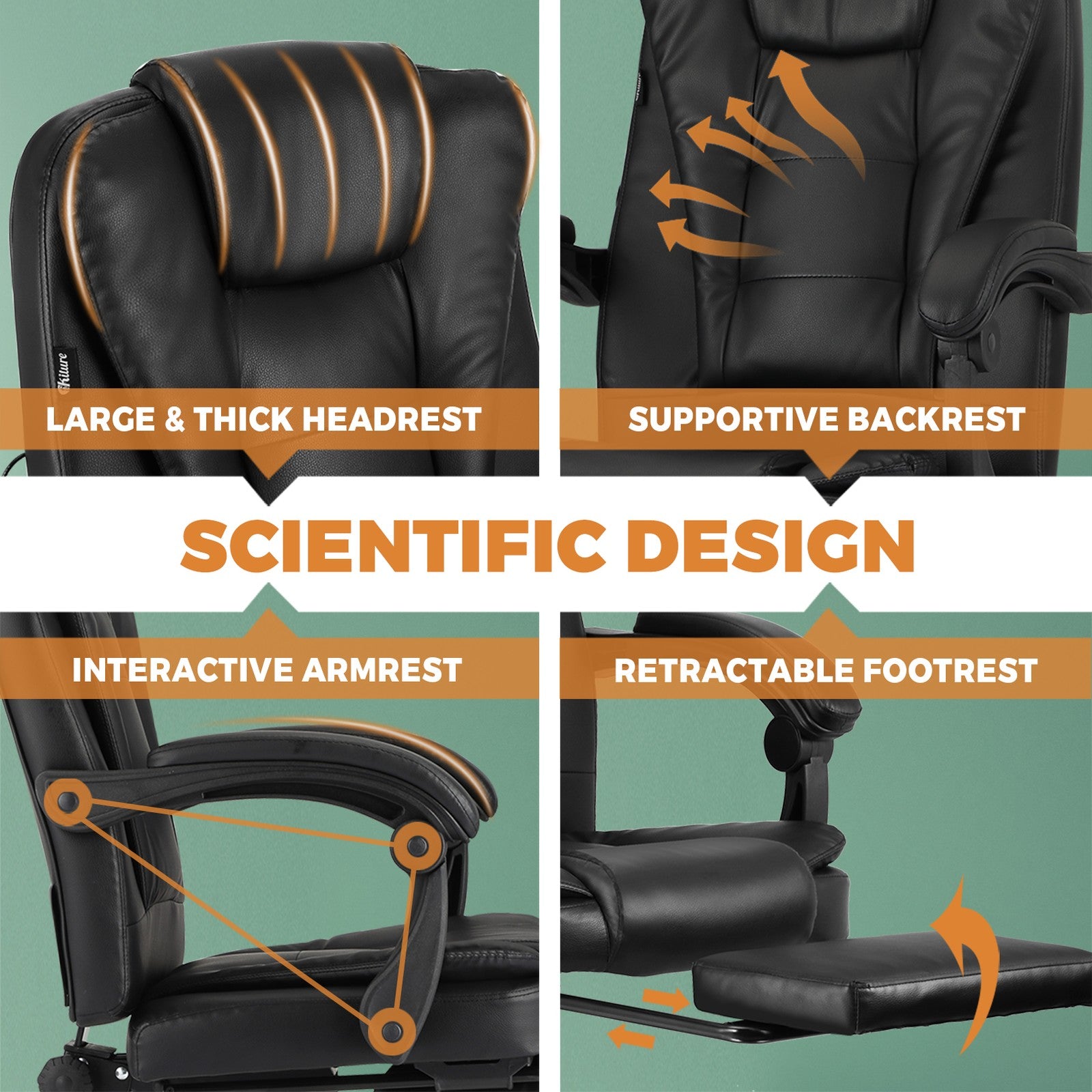 Oikiture Massage Office Chair Executive Gaming Racing Recliner Seat w/ Footrest - Sunyee