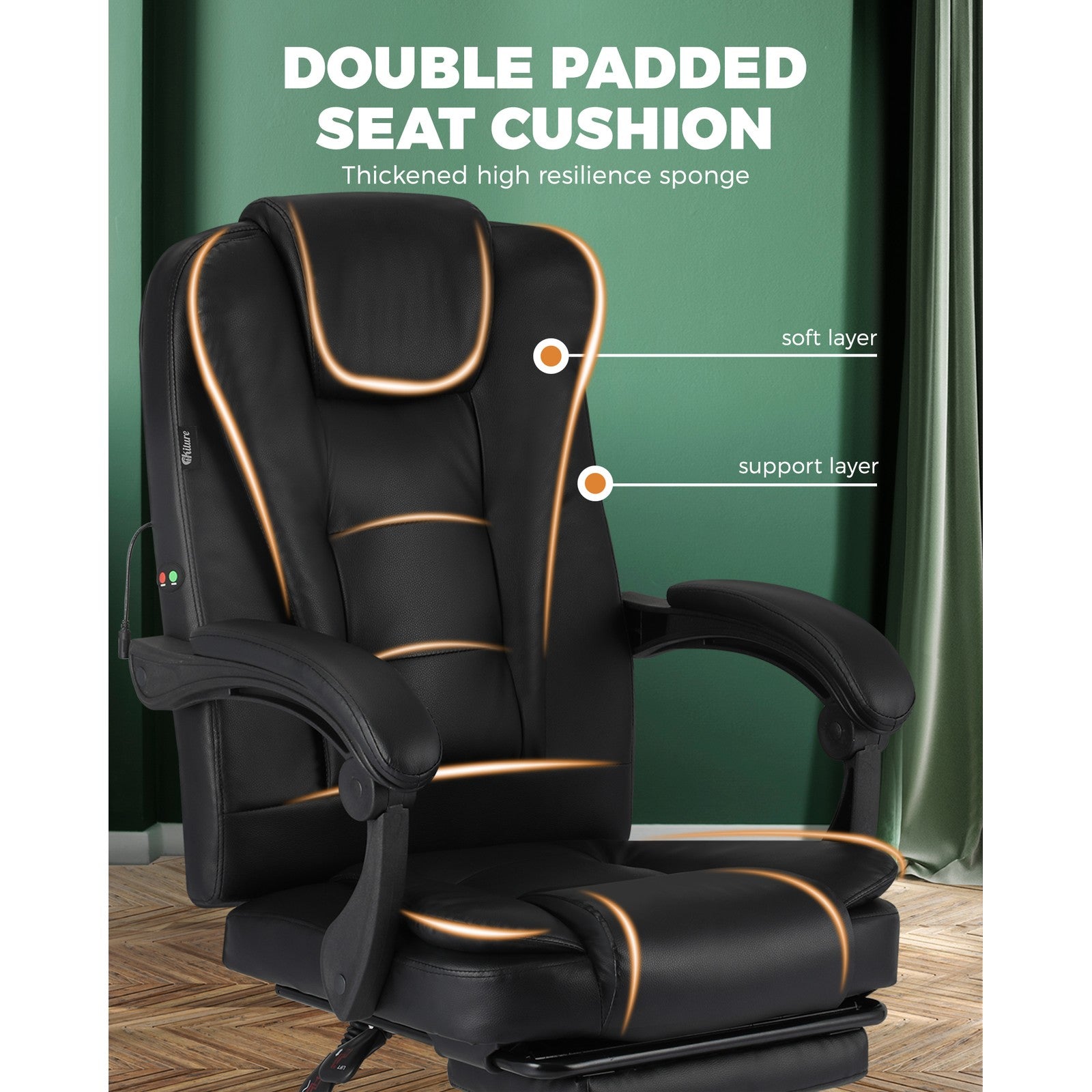 Oikiture Massage Office Chair Executive Gaming Racing Recliner Seat w/ Footrest - Sunyee