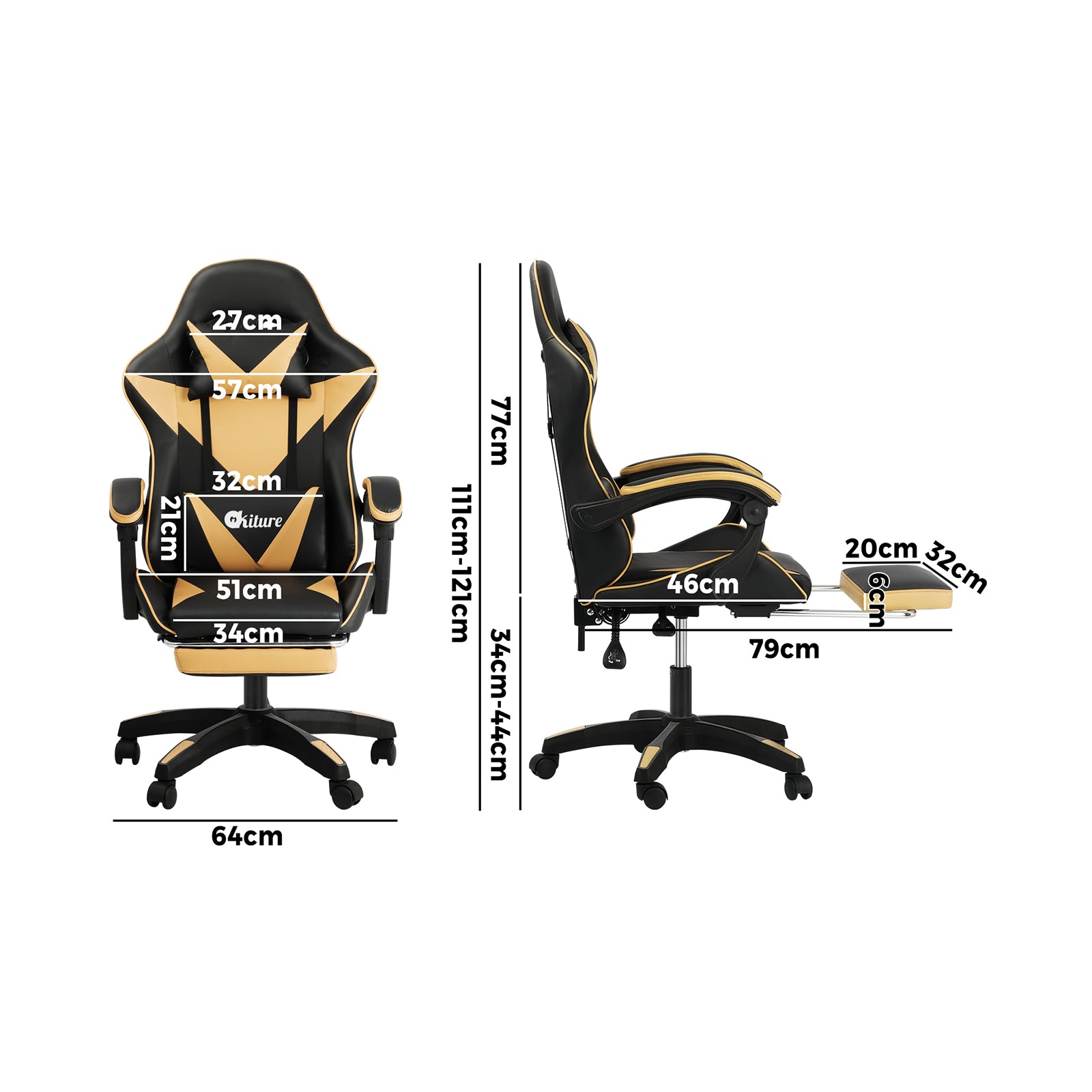 Oikiture Gaming Office Chair Massage Racing Recliner Computer Work Armrest Seat - Sunyee