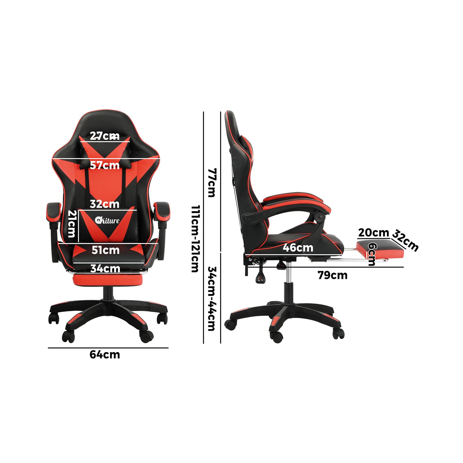 Oikiture Gaming Office Chair Massage Racing Recliner Computer Work Armrest Seat - Sunyee