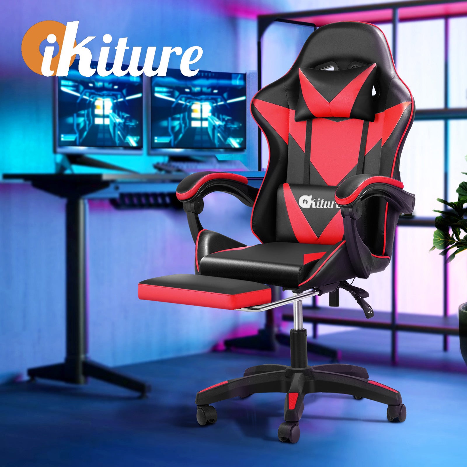 Oikiture Gaming Office Chair Massage Racing Recliner Computer Work Armrest Seat - Sunyee