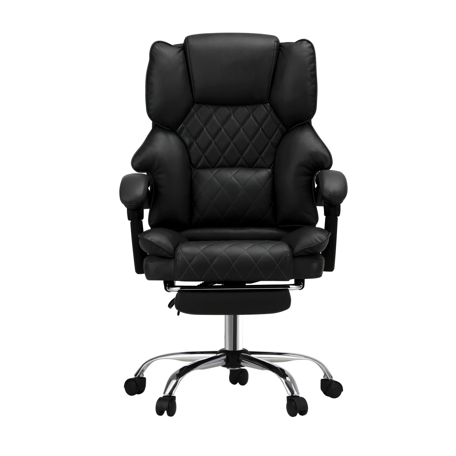 Oikiture Massgae Office Chair Recliner Racing Computer Chairs PU Footrest Black - Sunyee
