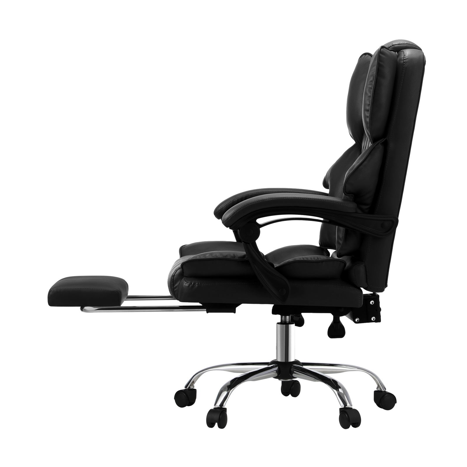 Oikiture Massgae Office Chair Recliner Racing Computer Chairs PU Footrest Black - Sunyee