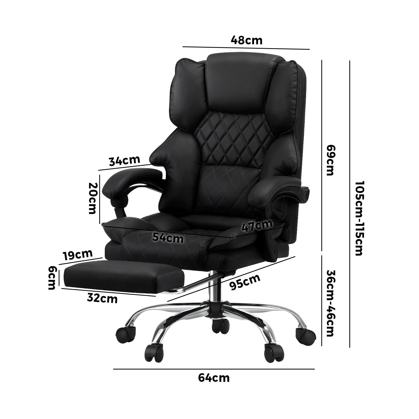 Oikiture Massgae Office Chair Recliner Racing Computer Chairs PU Footrest Black - Sunyee