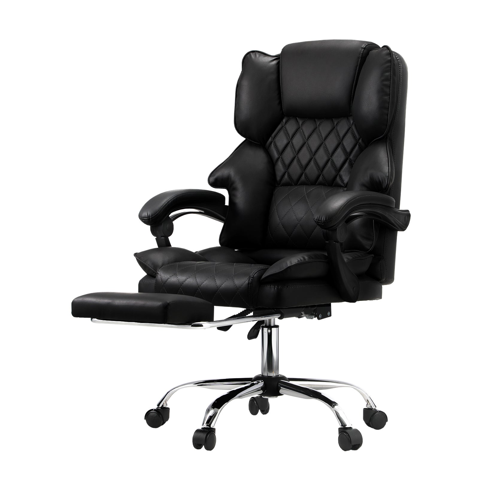 Oikiture Massgae Office Chair Recliner Racing Computer Chairs PU Footrest Black - Sunyee