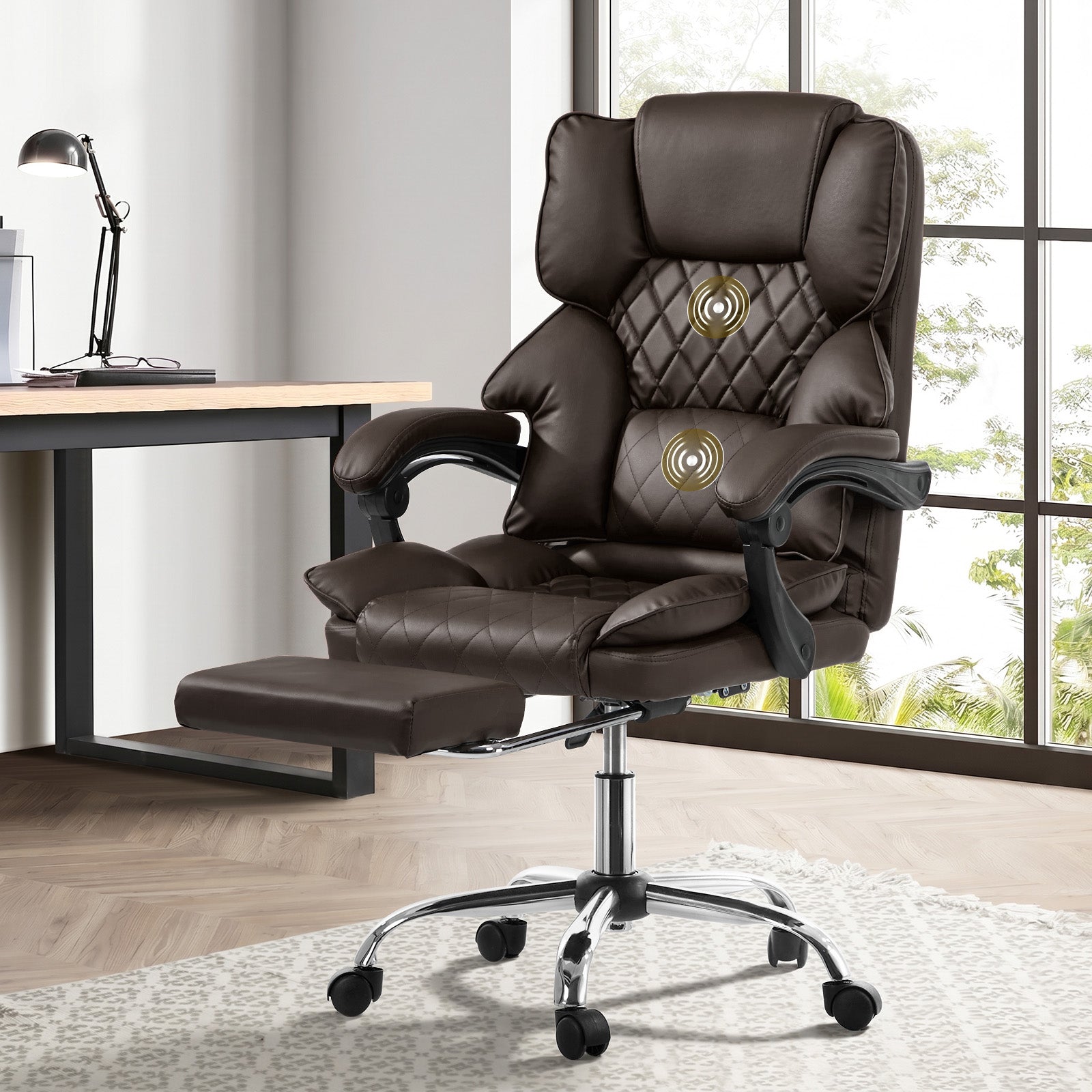 Oikiture Massage Office Chair Recliner Racing Chairs PU Footrest