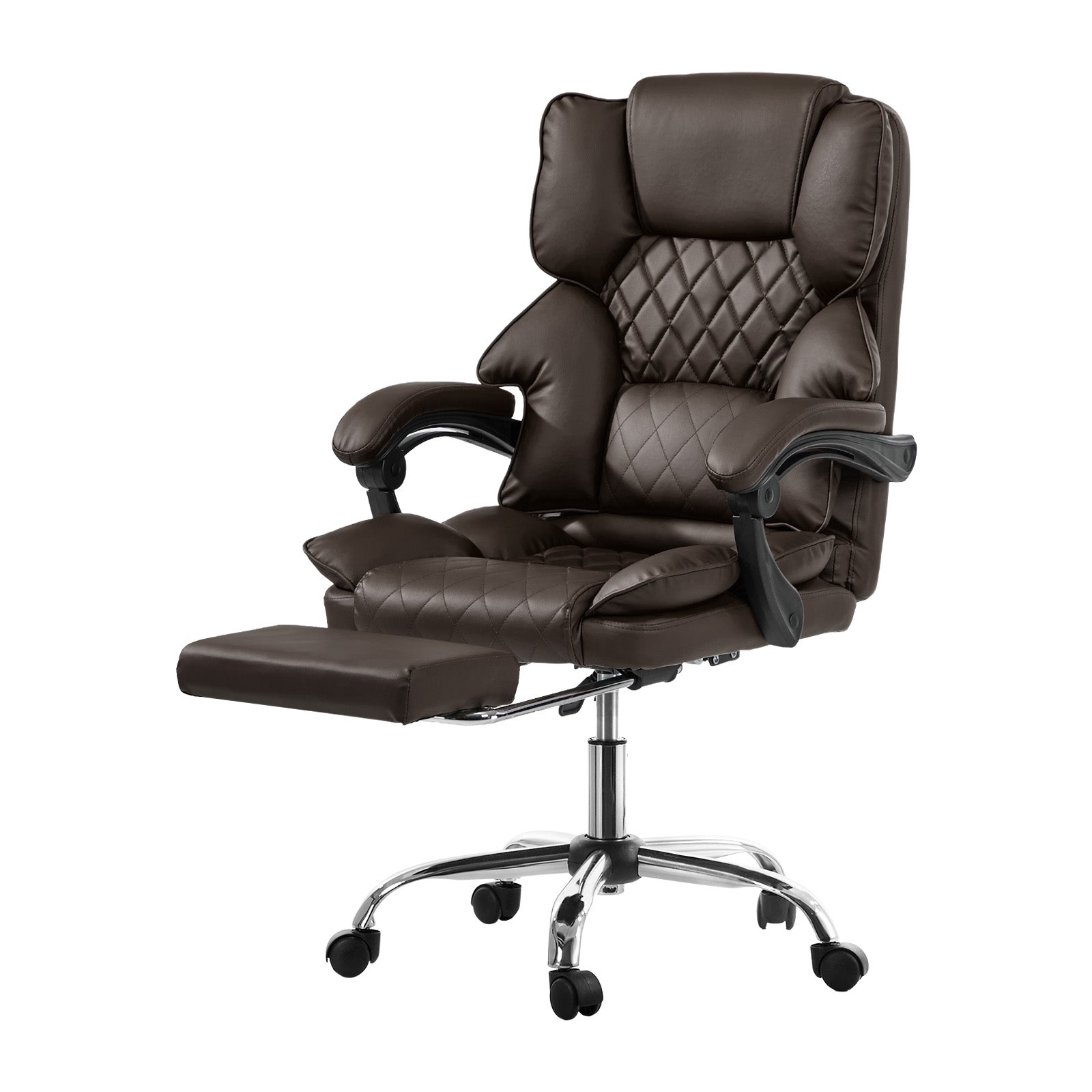 Oikiture Massage Office Chair Recliner Racing Computer Chairs PU Chocolate