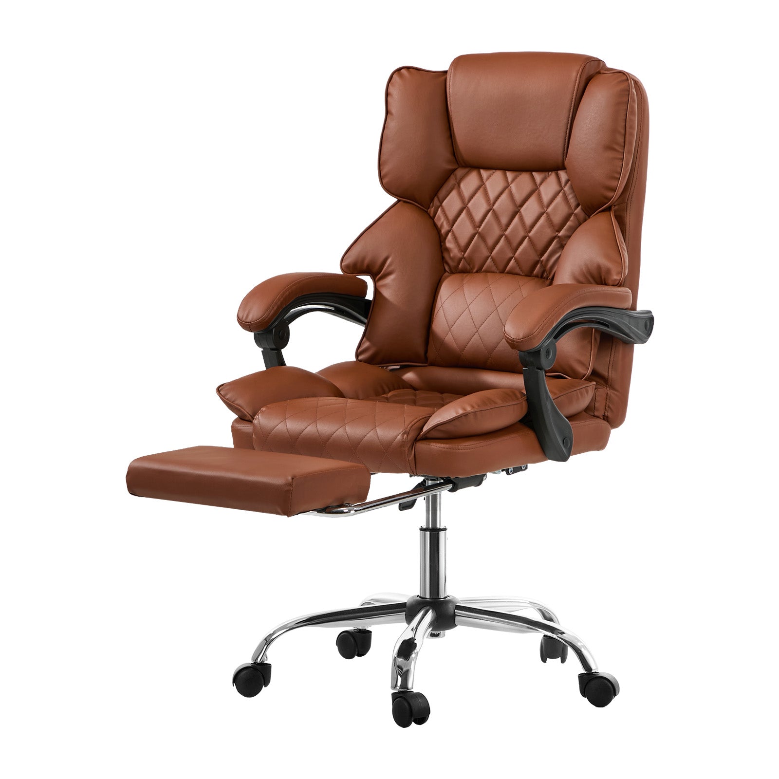 Oikiture Massage Office Chair PU Leather Adjustable Computer Gaming Dark Brown