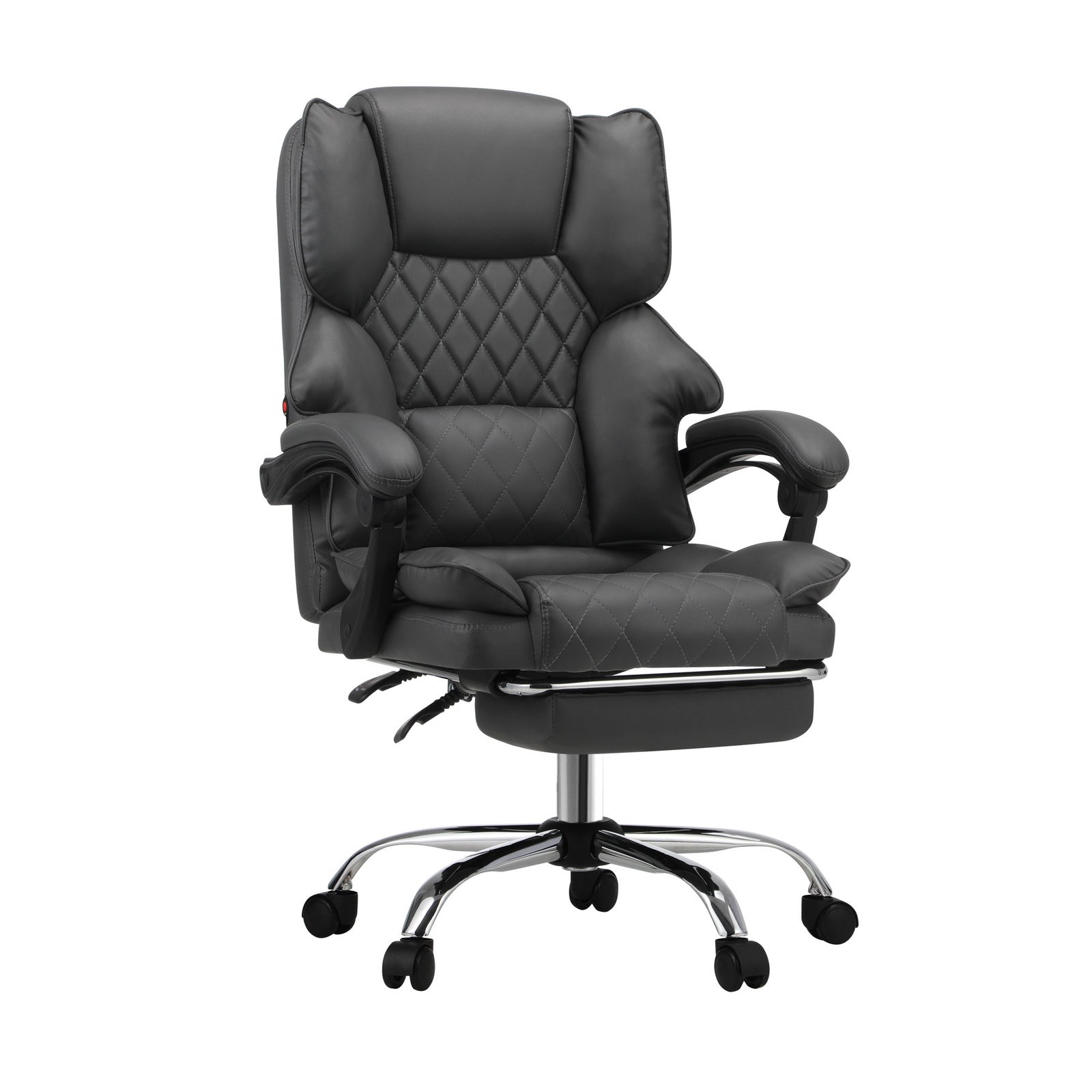 Oikiture Massgae Office Chair Recliner Racing Computer Chairs PU Footrest Grey - Sunyee