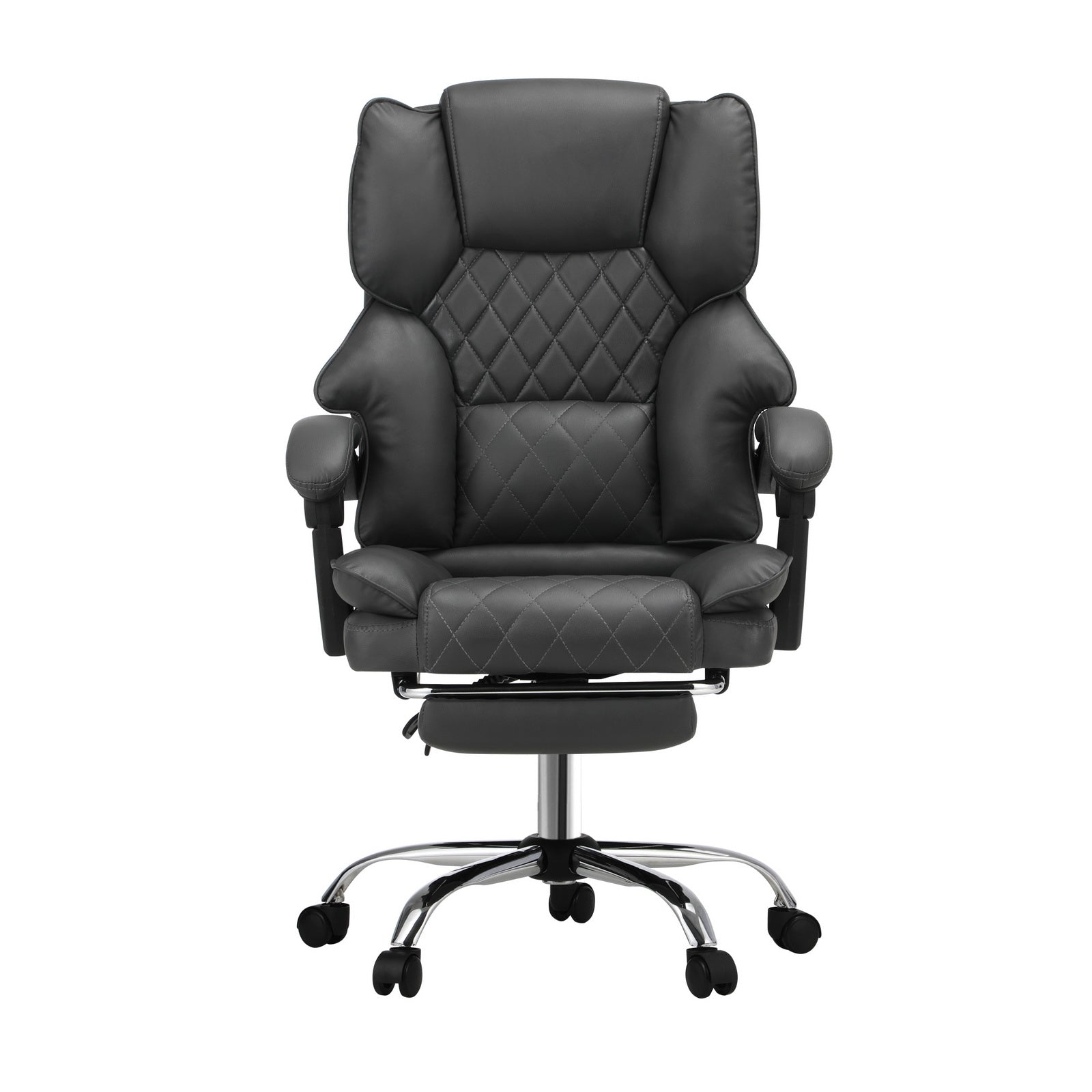 Oikiture Massgae Office Chair Recliner Racing Computer Chairs PU Footrest Grey - Sunyee