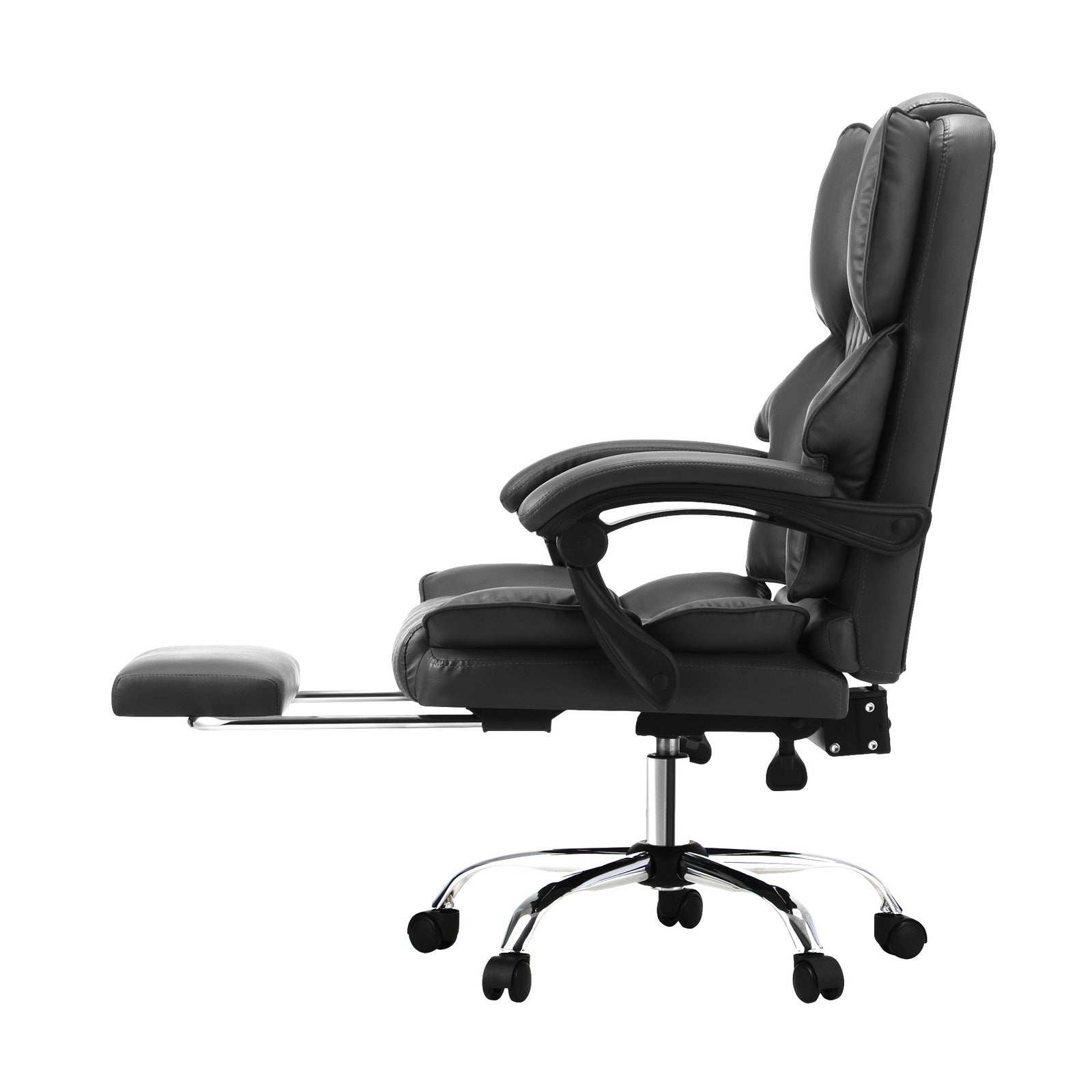 Oikiture Massgae Office Chair Recliner Racing Computer Chairs PU Footrest Grey - Sunyee