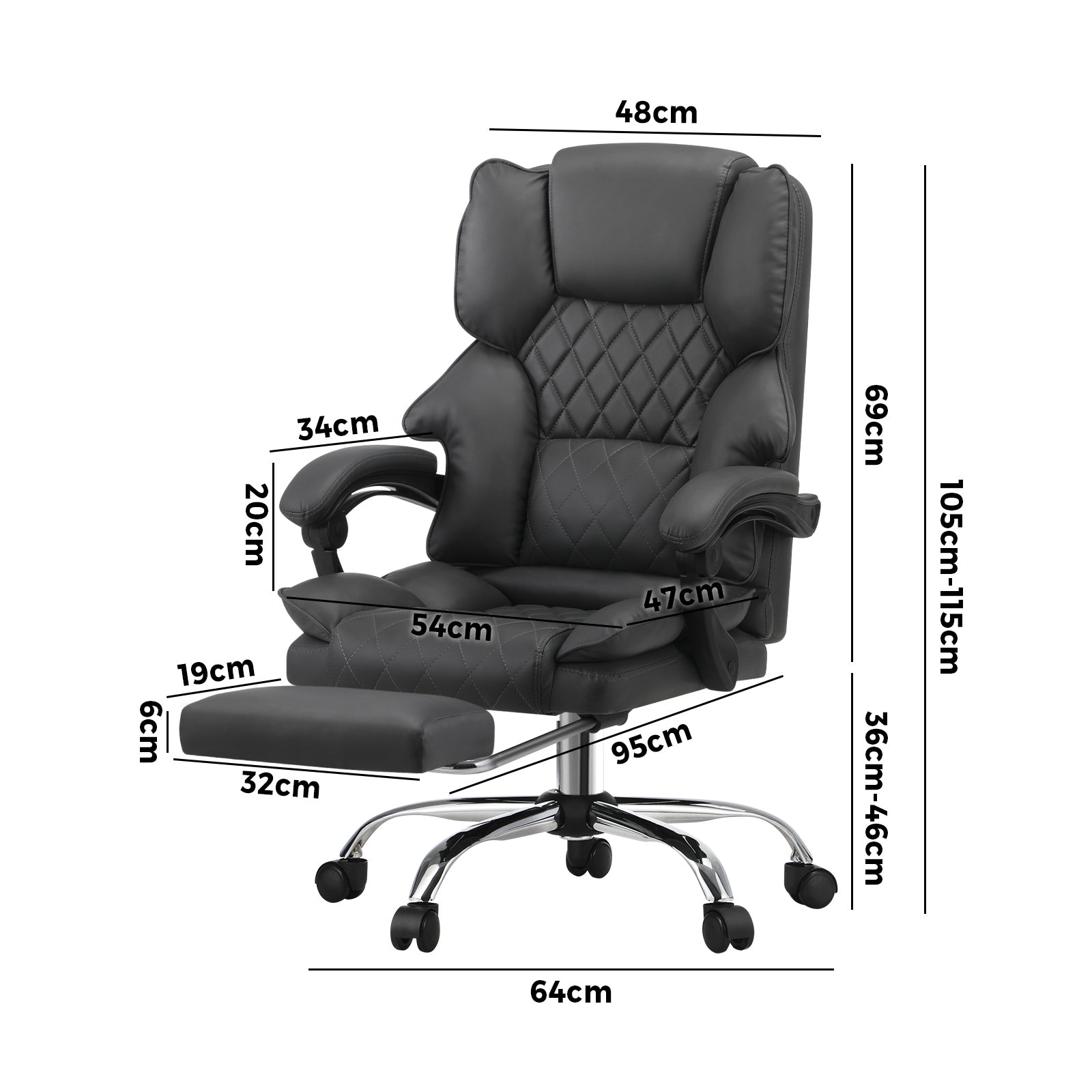Oikiture Massgae Office Chair Recliner Racing Computer Chairs PU Footrest Grey - Sunyee