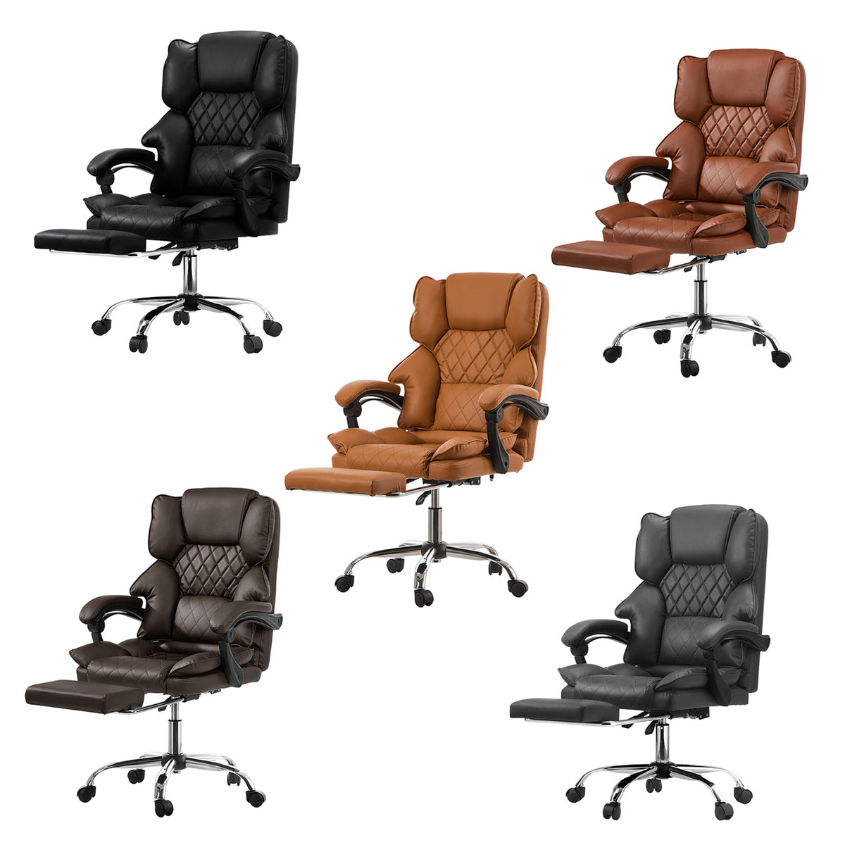 Oikiture Massage Office Chair Recliner Racing Chairs PU Footrest