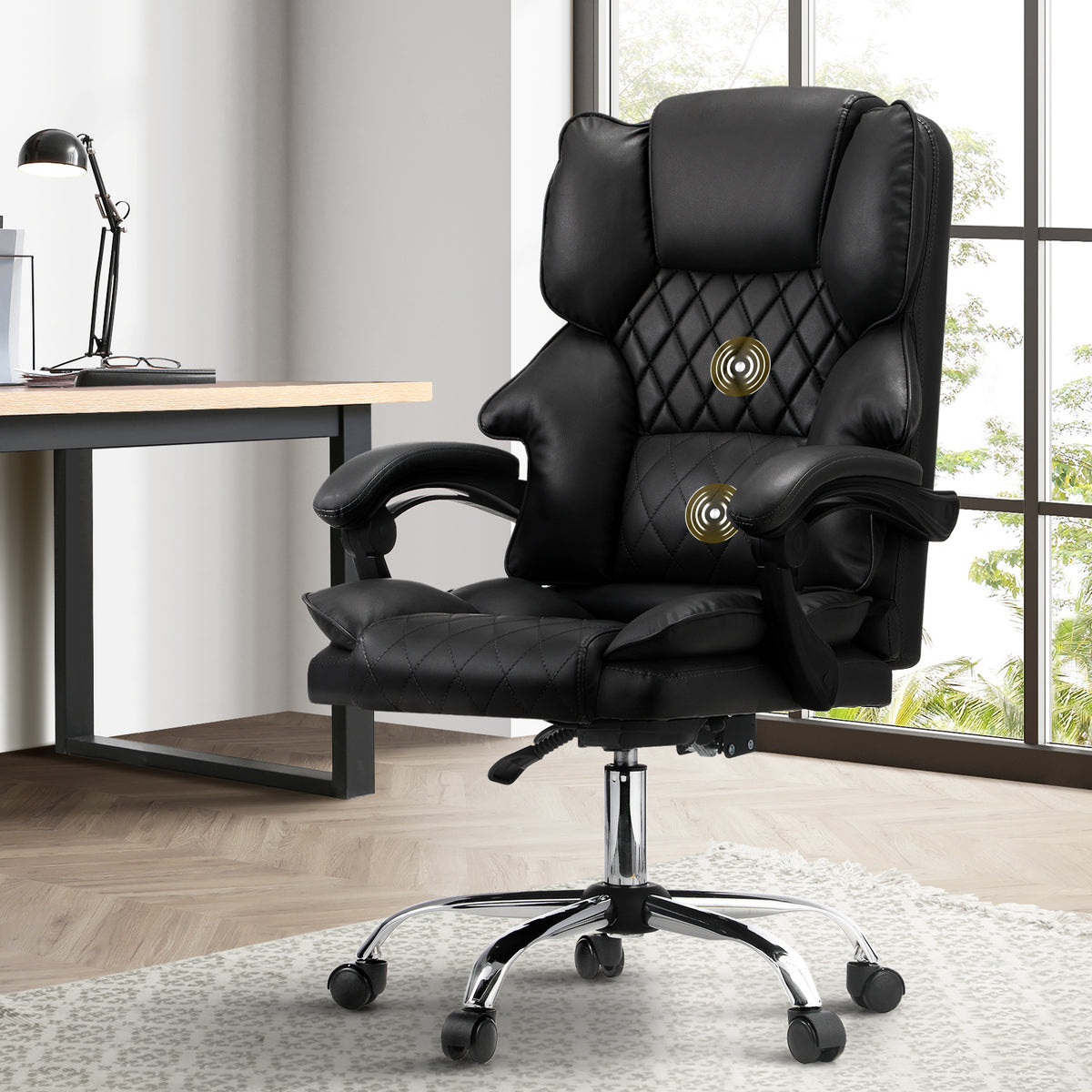Oikiture Massage Office Chair Computer Racer PU Leather Seat Recliner