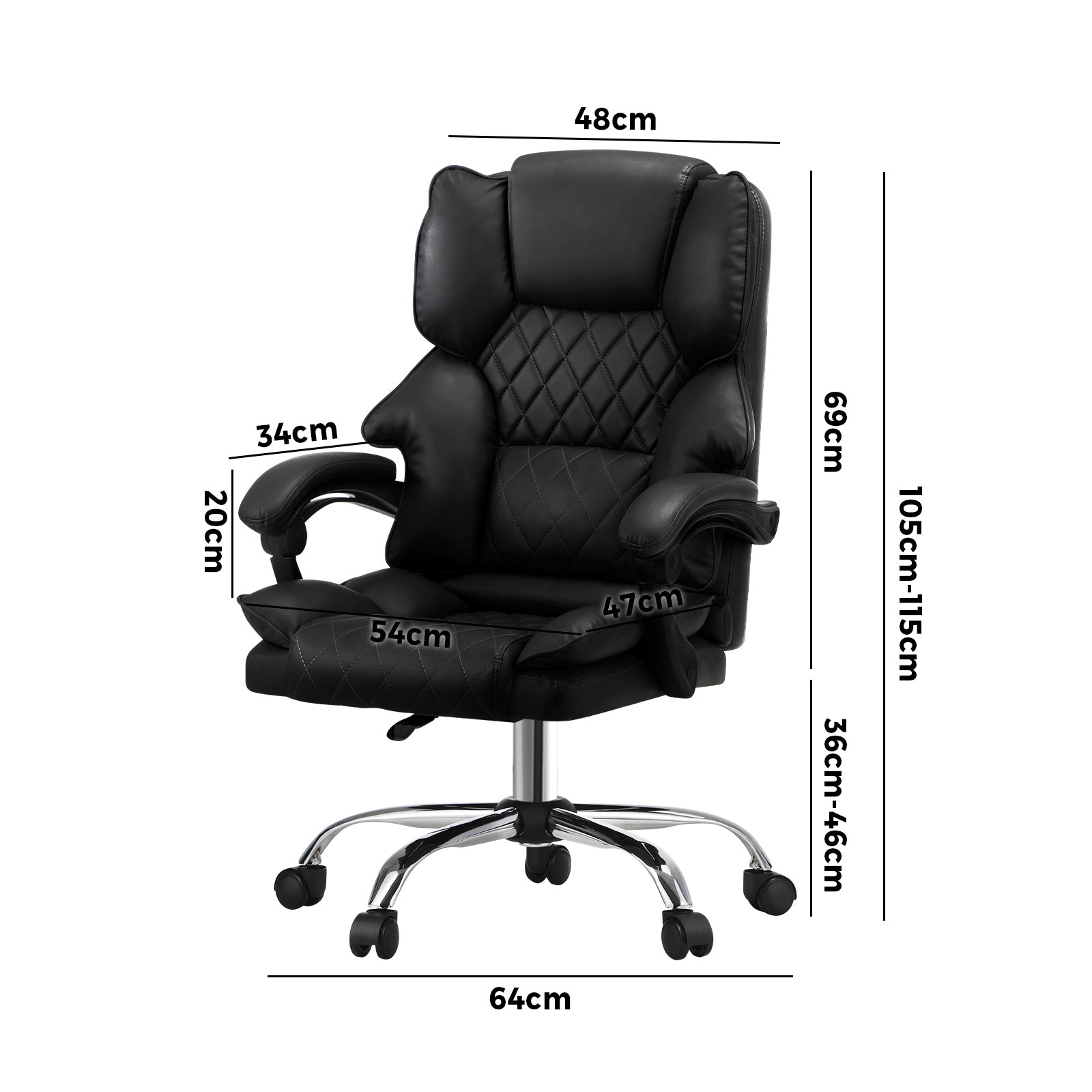 Oikiture Massgae Office Chair Computer Racer PU Leather Seat Recliner Black - Sunyee