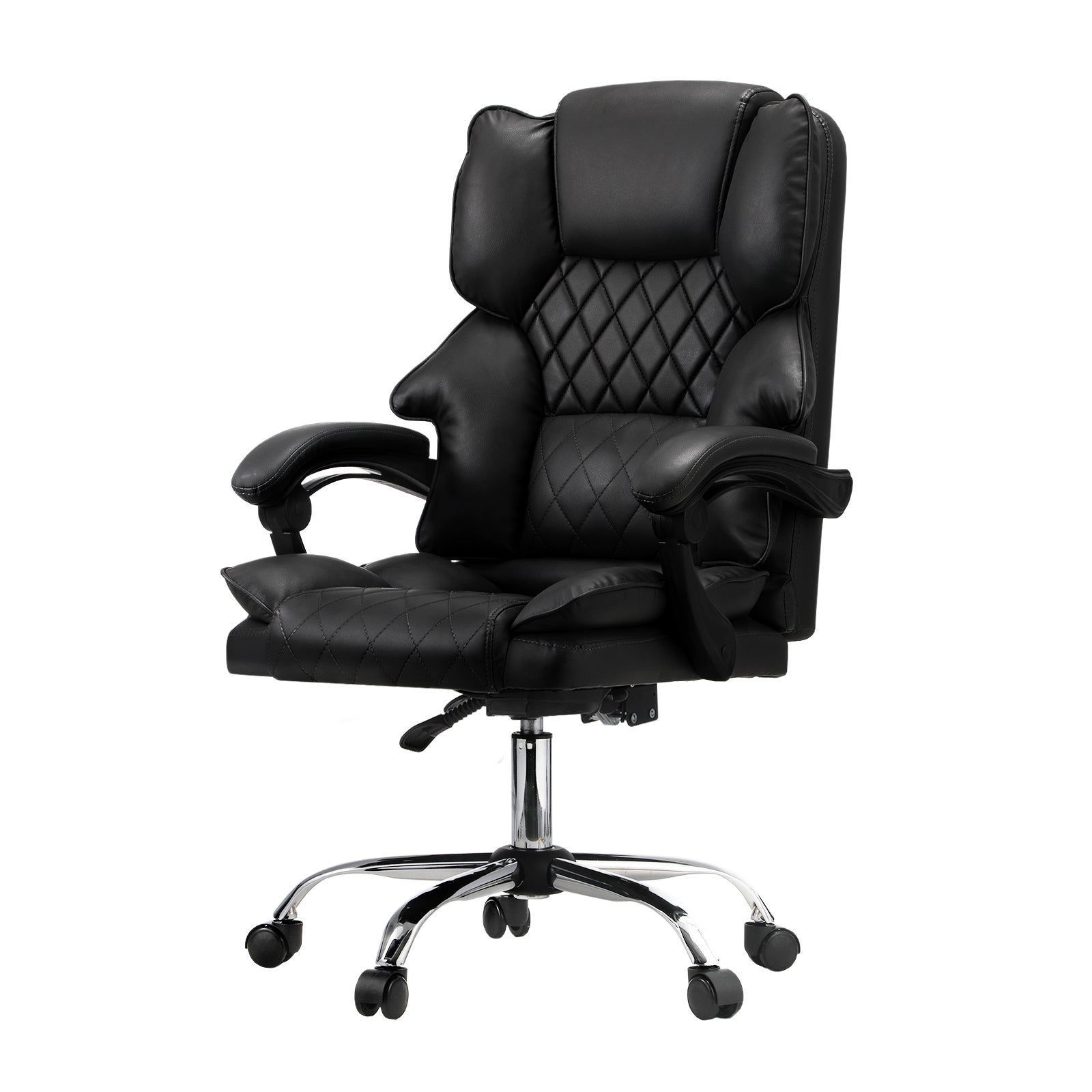 Oikiture Massgae Office Chair Computer Racer PU Leather Seat Recliner Black - Sunyee