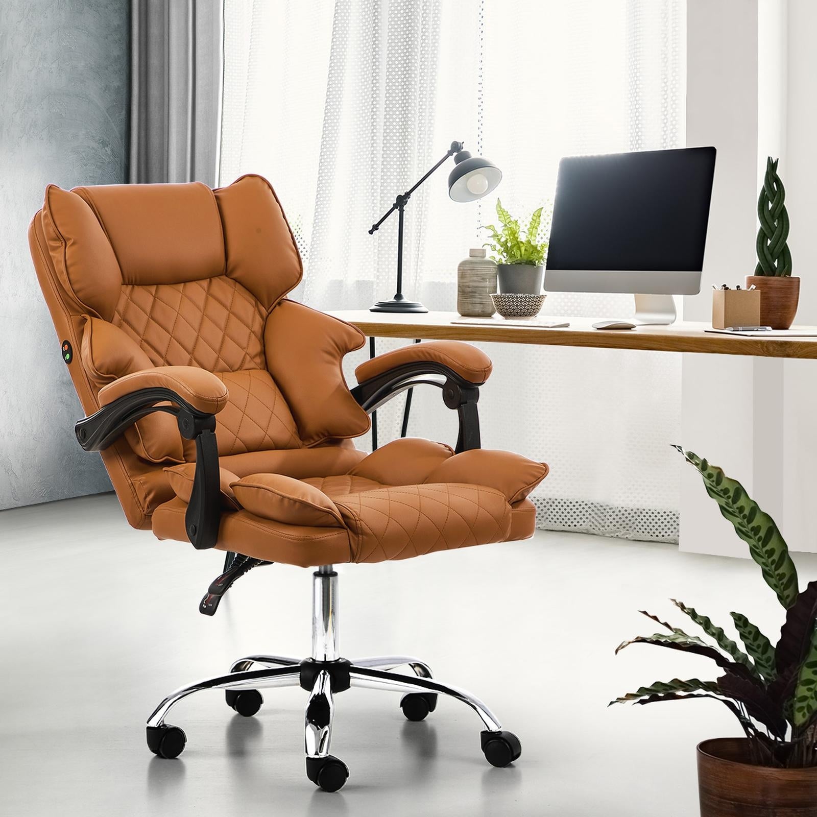 Oikiture Massage Office Chair Computer Racer PU Leather Seat Recliner